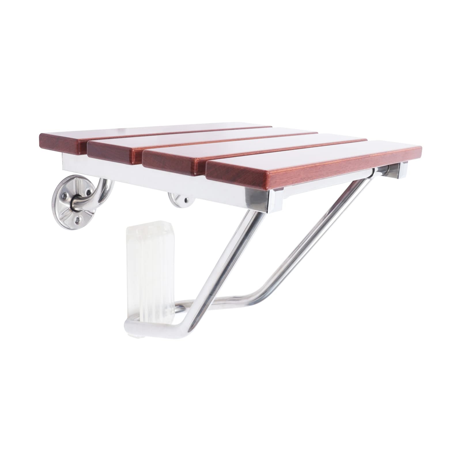 Foldable Shower Seat Wall Mount - Solid Wood Bathroom Stool with Steel Frame, Non-Slip Shower Chair for Elderly & Disabled - Perfect for Small Bathrooms, Spa & Home Safety Use
