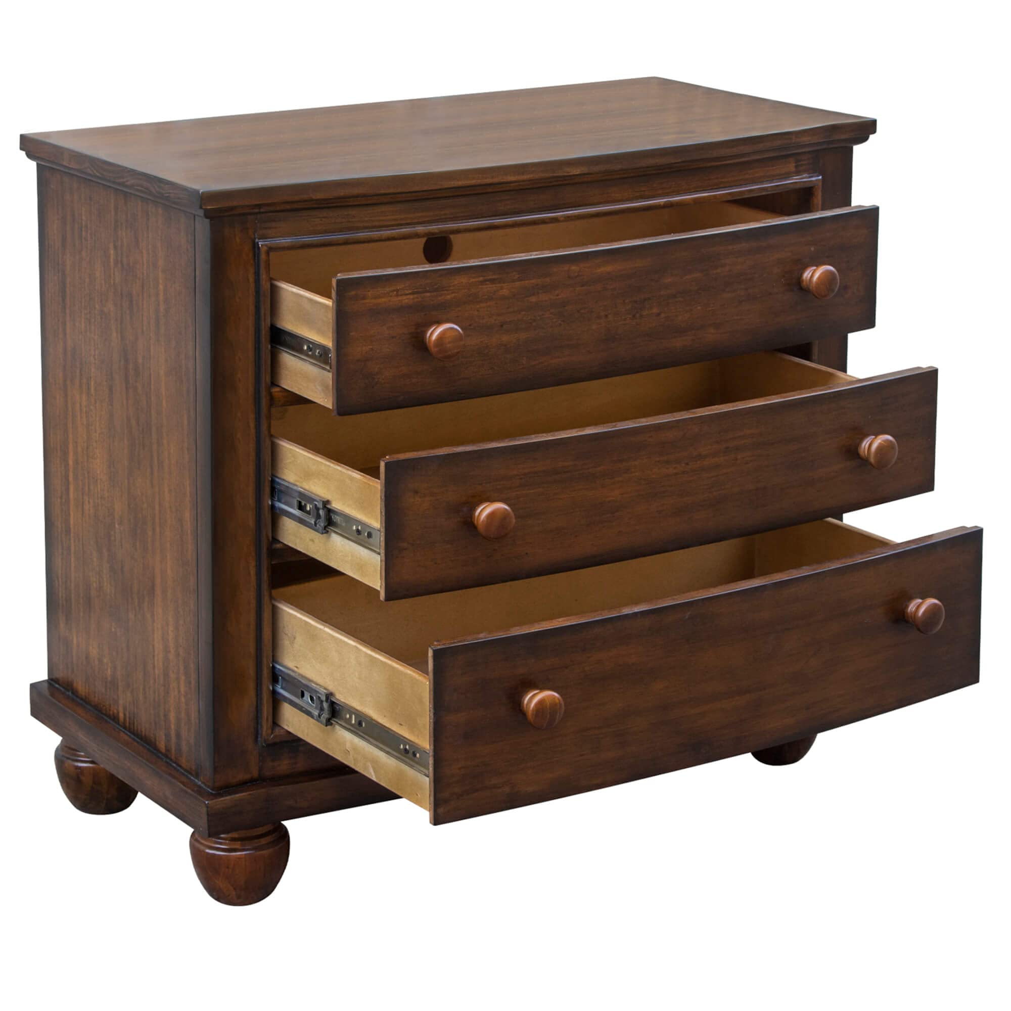 Sunset Trading Bahama Shutter Wood Nightstand with 3 Drawers in Tropical Walnut Brown - Perfect for Bedroom, Guest Room, and Coastal-Themed Home Decor