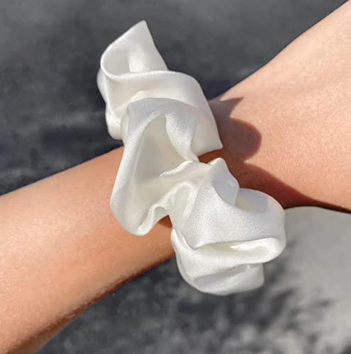 AP SALES 100% Grade A Mulberry Silk Scrunchies - Soft No Crease Hair Ties for Women, Satin Fabric Hair Bands (Pack of 4, Rose Gold) | Perfect for Workouts, Office & Everyday Use
