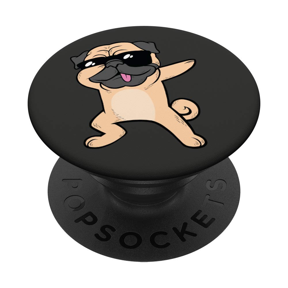 Dabbing Pug Mobile Grip for Phones & Tablets - Swappable PopGrip for Boys & Girls, Dark Gray BG, Perfect for Gaming, Texting, and Selfies