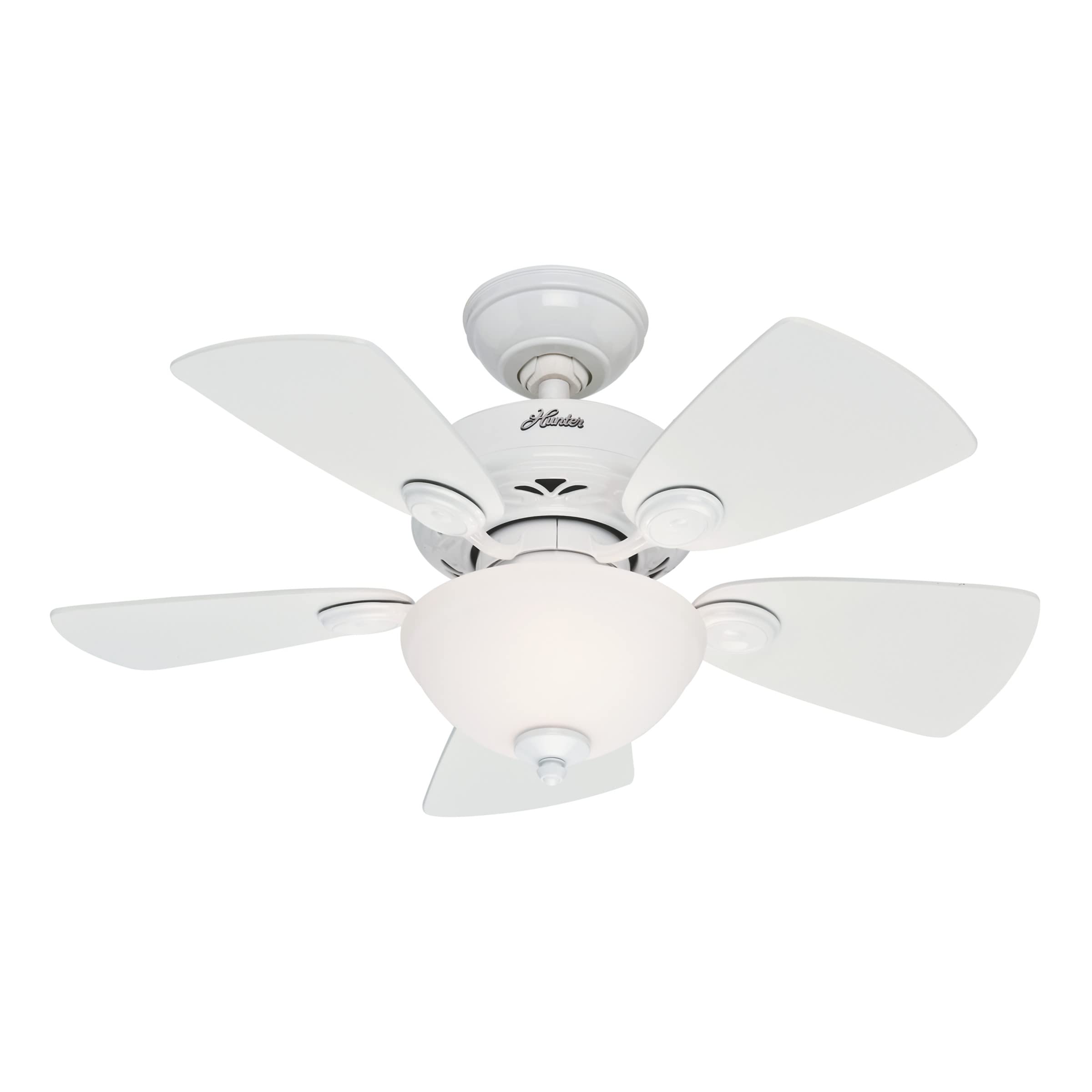 Hunter Fan Company 52089 34-inch Watson Snow White Ceiling Fan with LED Light Kit and Pull Chain - Perfect for Living Room, Bedroom, and Outdoor Spaces