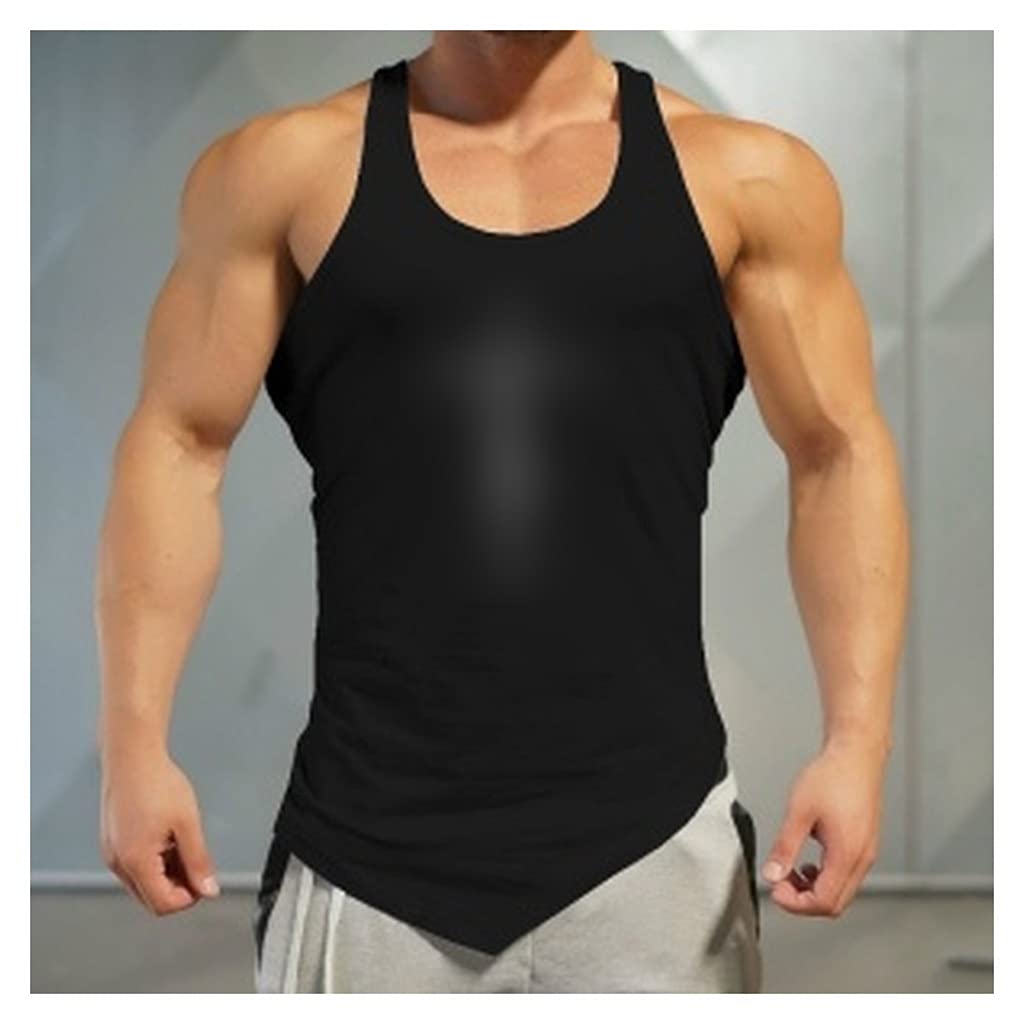 Men's Gym Tank Top - Breathable Letter Print Fitness Shirt for Workout & Summer Sports | Slim Fit Casual Graphic Tee Vest (Black, XXL) - Ideal for Gym, Running & Outdoor Activities