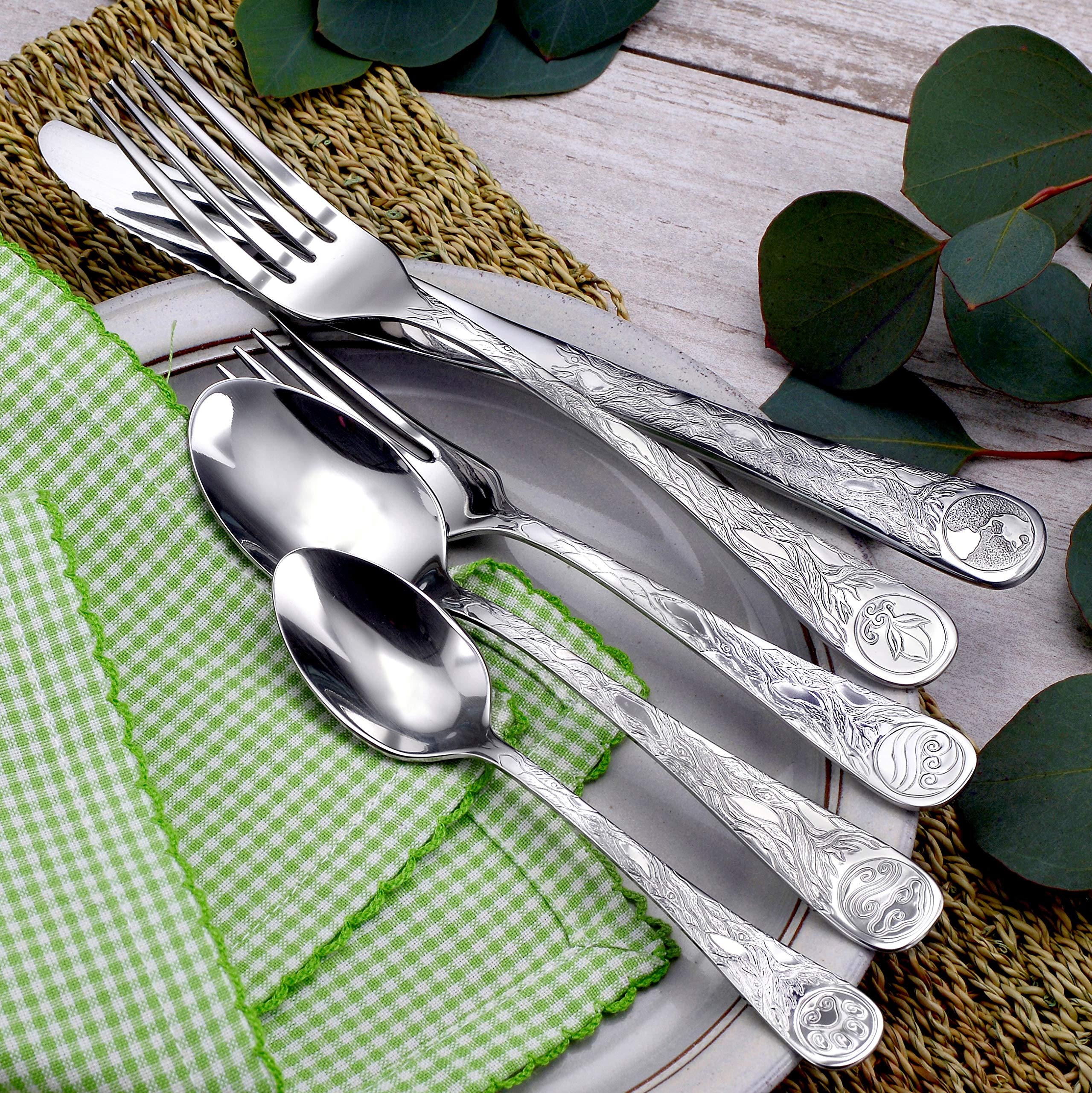 Liberty Tabletop Earth 45-Piece Dinnerware Set - Service for 8 with Serving Pieces - Premium Stoneware Made in USA - Perfect for Family Dinners & Holiday Entertaining