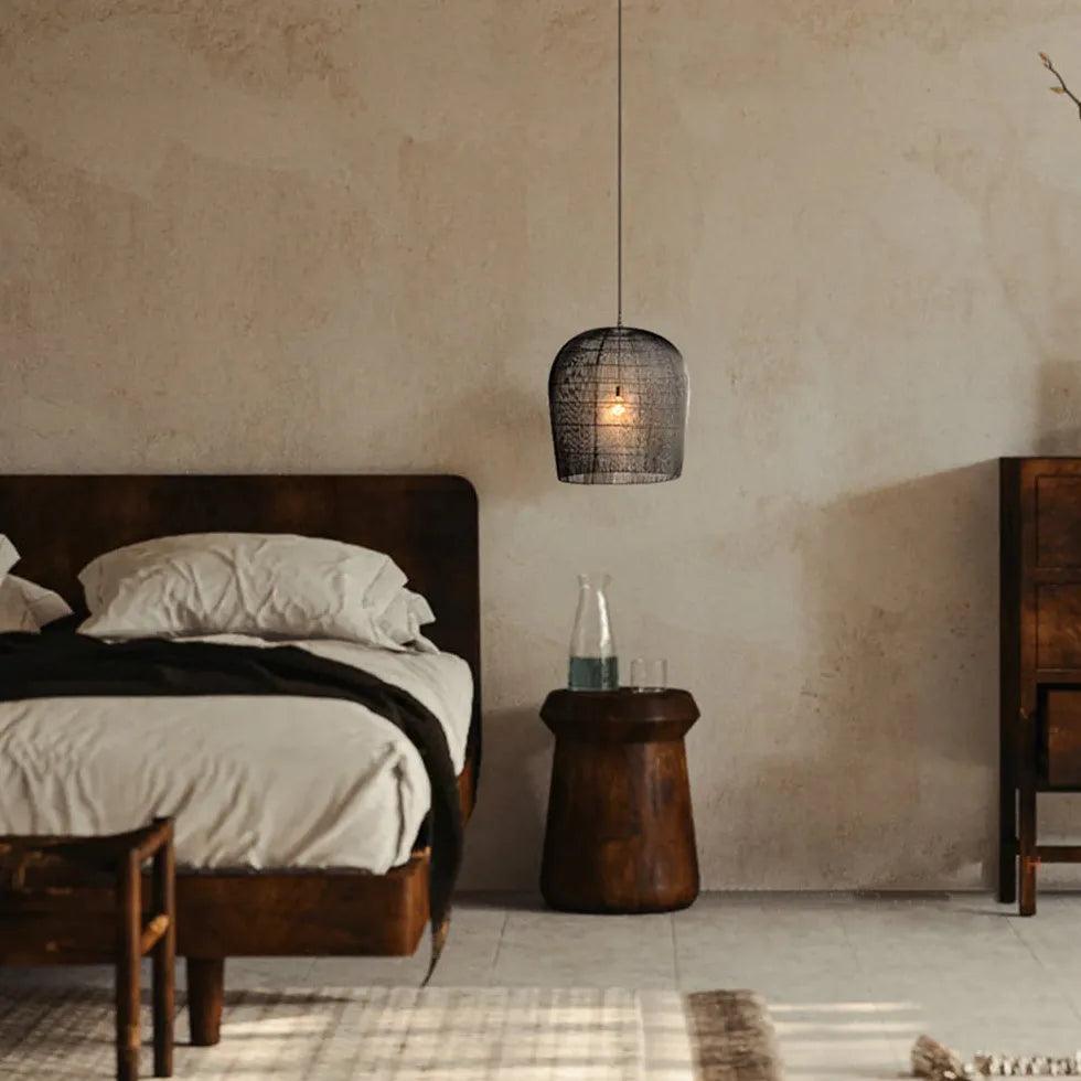 Elegant Woven Bell Shaped Translucent Glass Pendant Light - Perfect for Dining Room, Bedroom, and Living Room Lighting Decor