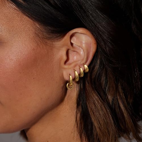 5 pair gold hoops