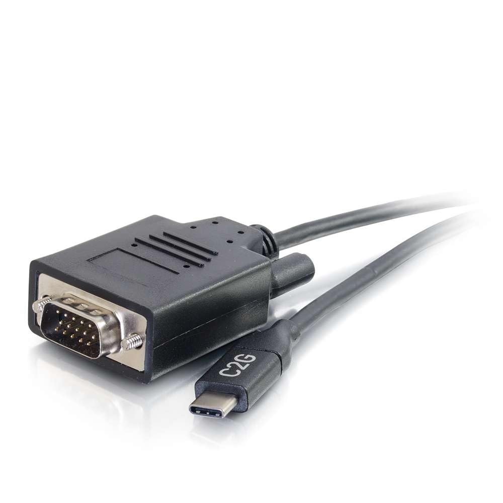 C2G USB C to VGA Adapter - 3 Feet (0.91m) Black Video Converter Cable for Laptop, MacBook, Chromebook - Ideal for Presentations, Monitors & Projectors