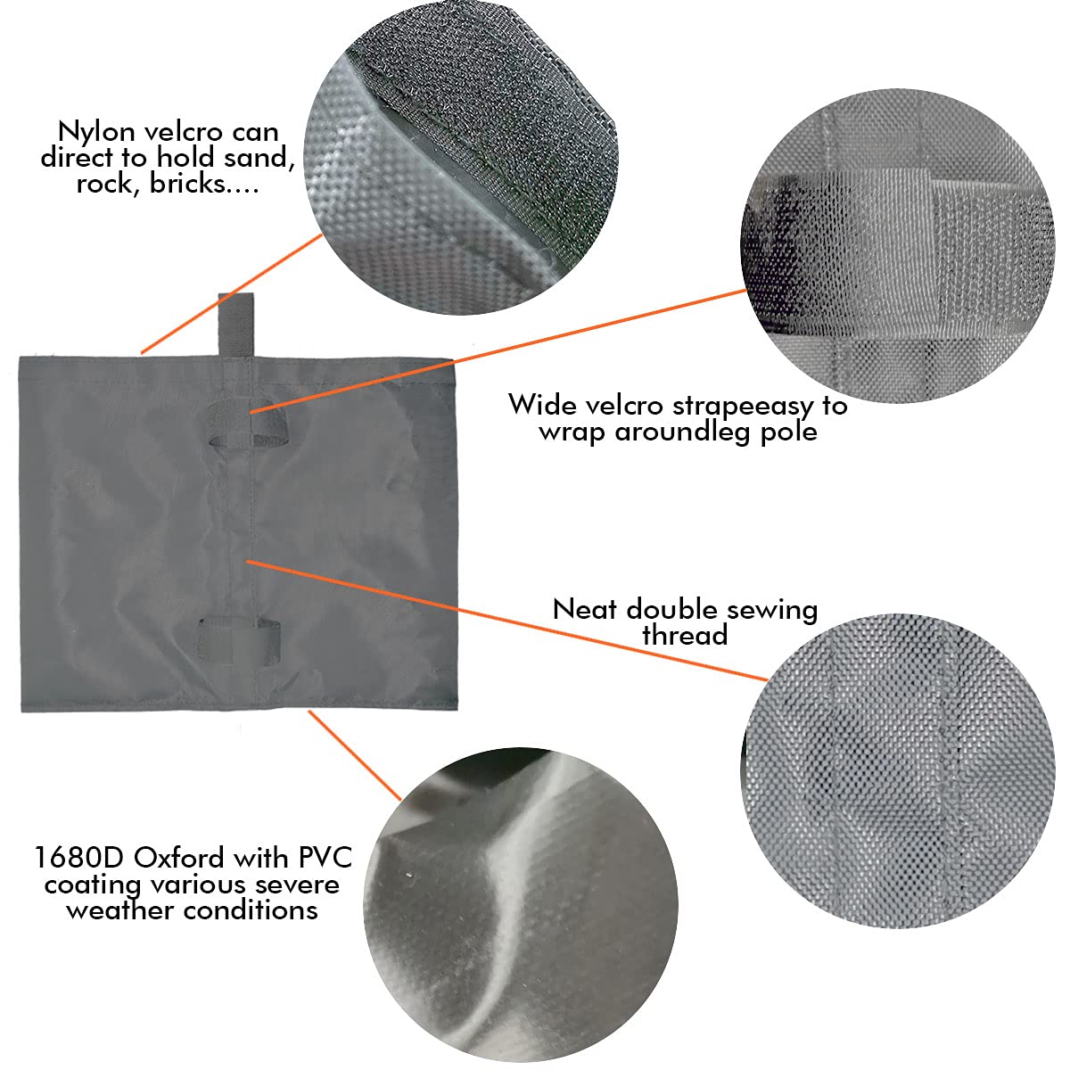 Heavy Duty Sand Bags for Canopy Tent - 4 Pack Grey Weights for Outdoor Events, Beach, Camping & Market Stalls | Secure Your Tent Against Wind & Weather