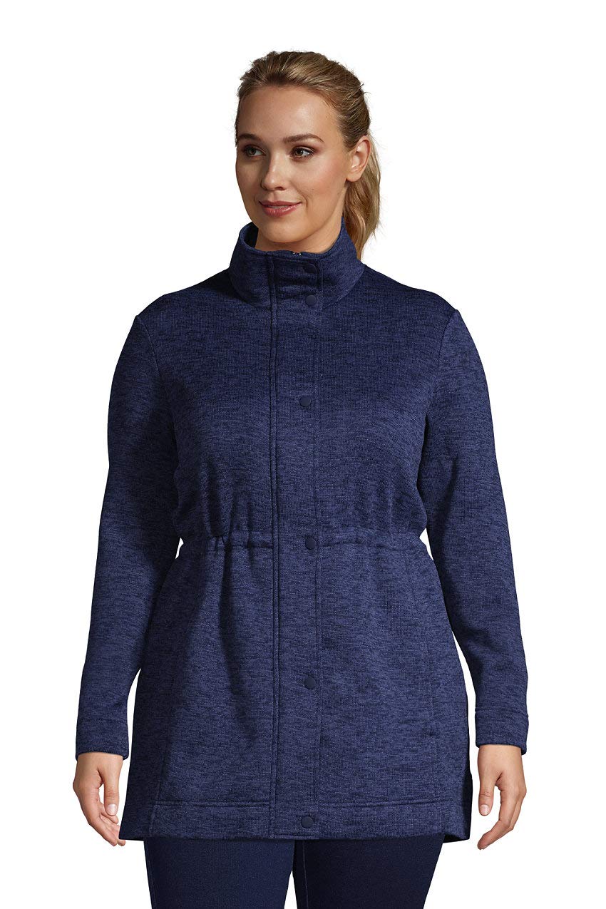 Lands' End Women's Fleece Sweater Coat - Warm Winter Pullover for Casual Outfits & Outdoor Activities