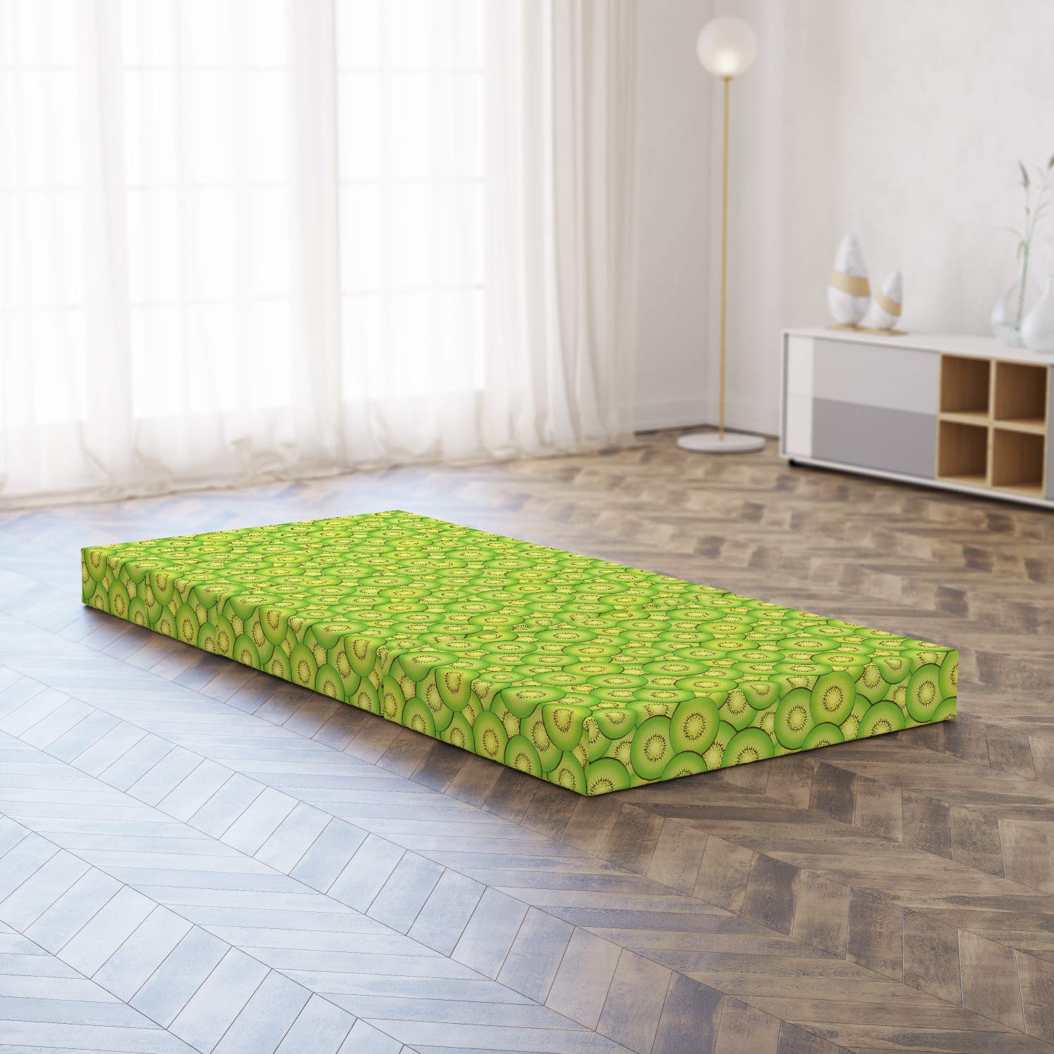 Ambesonne Kiwi Foldable Mattress - Exotic Fruit Slices Design, 74.8