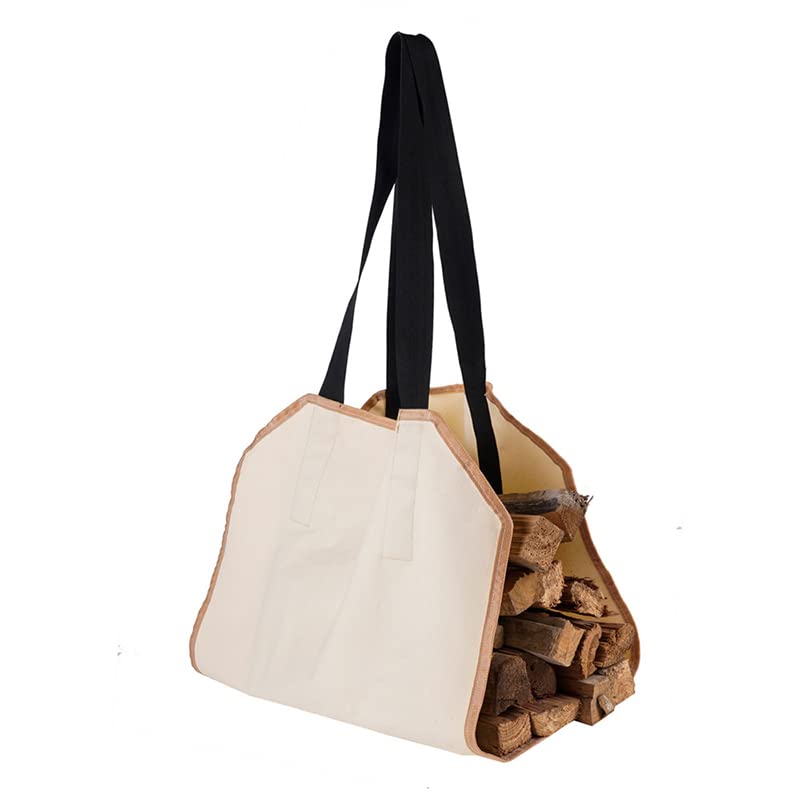 Supersized Canvas Firewood Carrier Bag - Heavy Duty Log Holder for Camping, Outdoor & Fireplace Use - Portable Storage for Firewood Logs (Color: 04) - Perfect for Backyard Bonfires, Hiking Trips & Wood Stove Fuel Transport