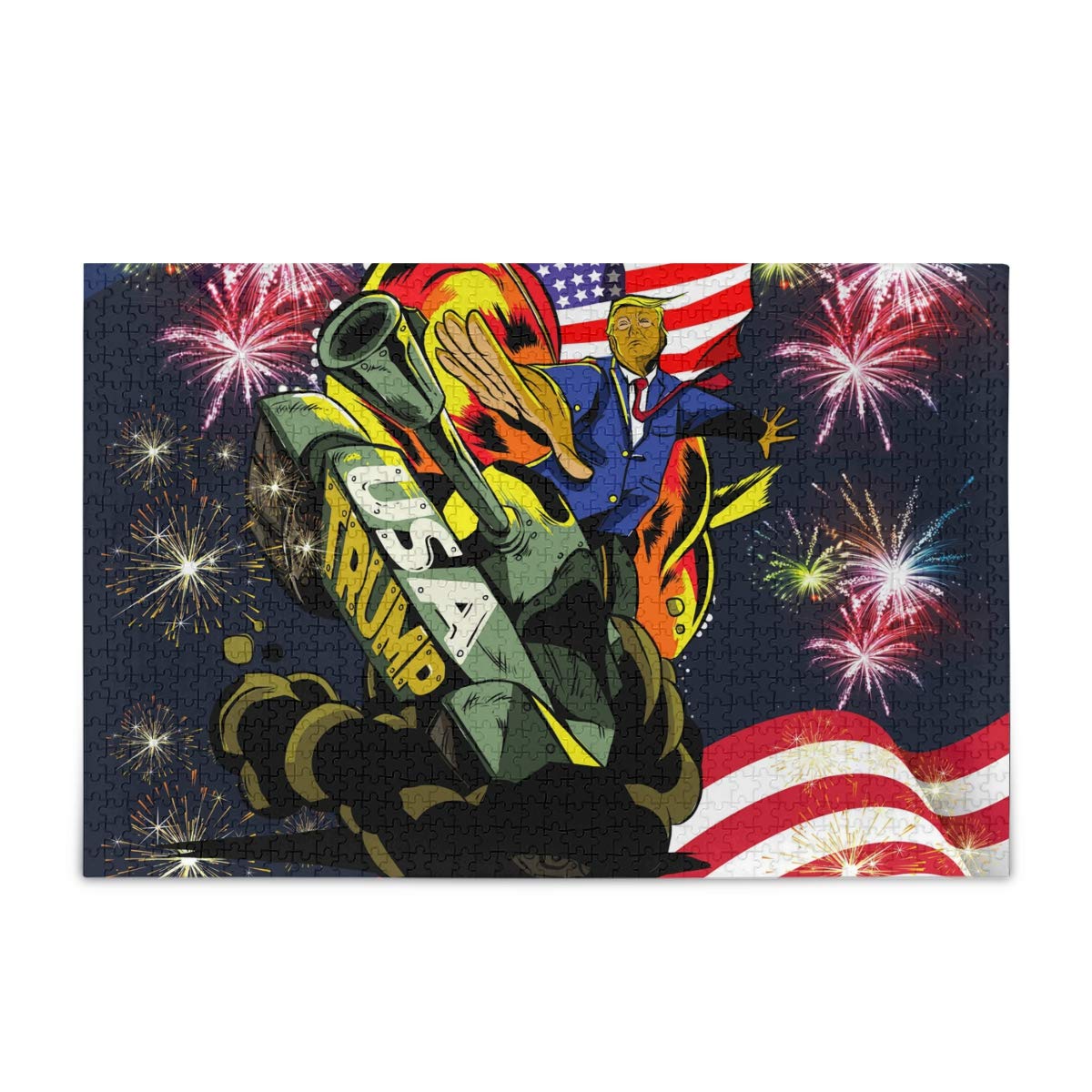 500-Piece Donald Trump 2020 Tank Funny Jigsaw Puzzle for Adults & Kids - 15 x 20 Inch Challenging Puzzle - Perfect for Family Game Nights, Party Entertainment & Brain Teaser Activities