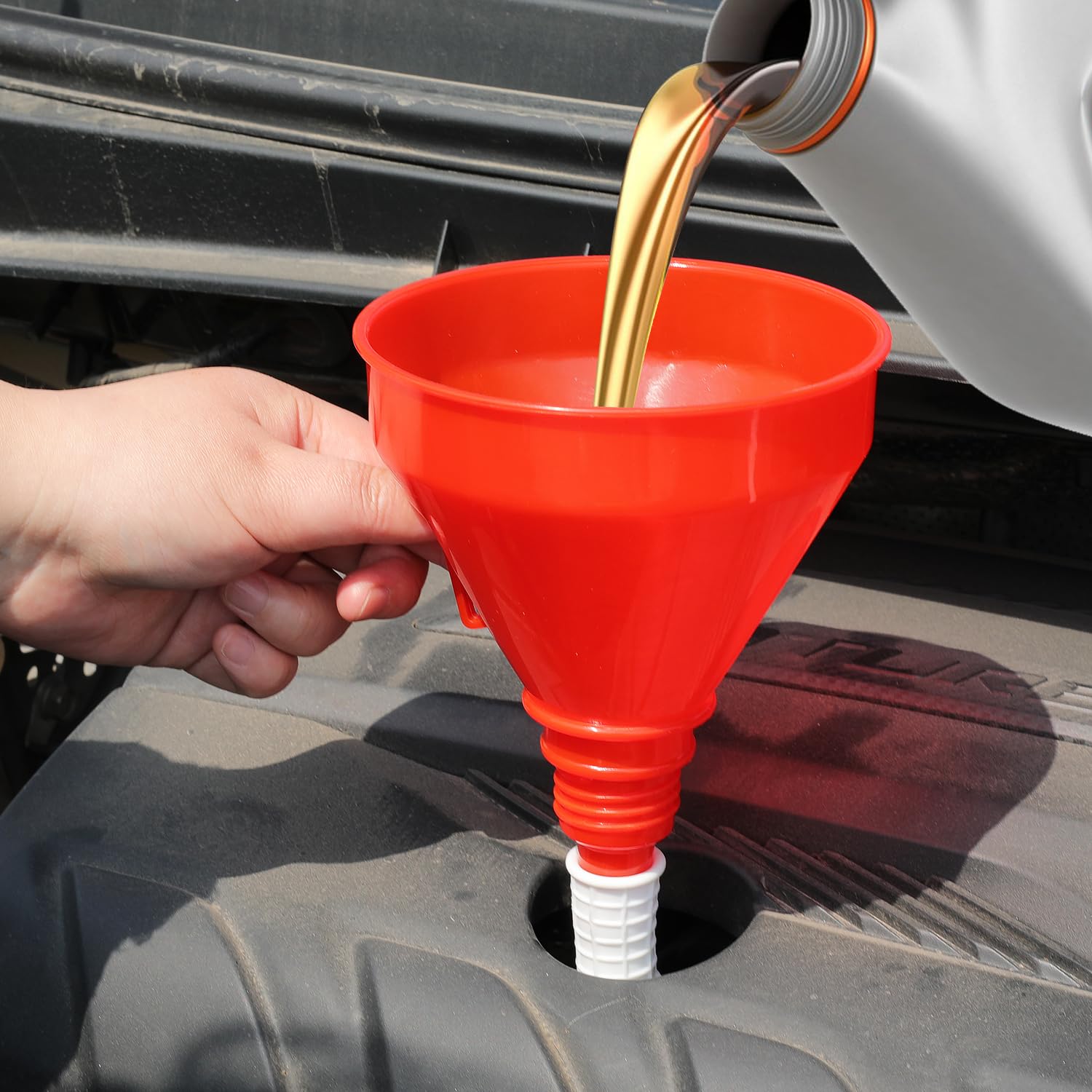 Flexible Wide Mouth Oil Funnel with Long Hose - Automotive Fuel Funnel for Gas, Diesel & Engine Fluids - Perfect for Car Maintenance & Fluid Transfer