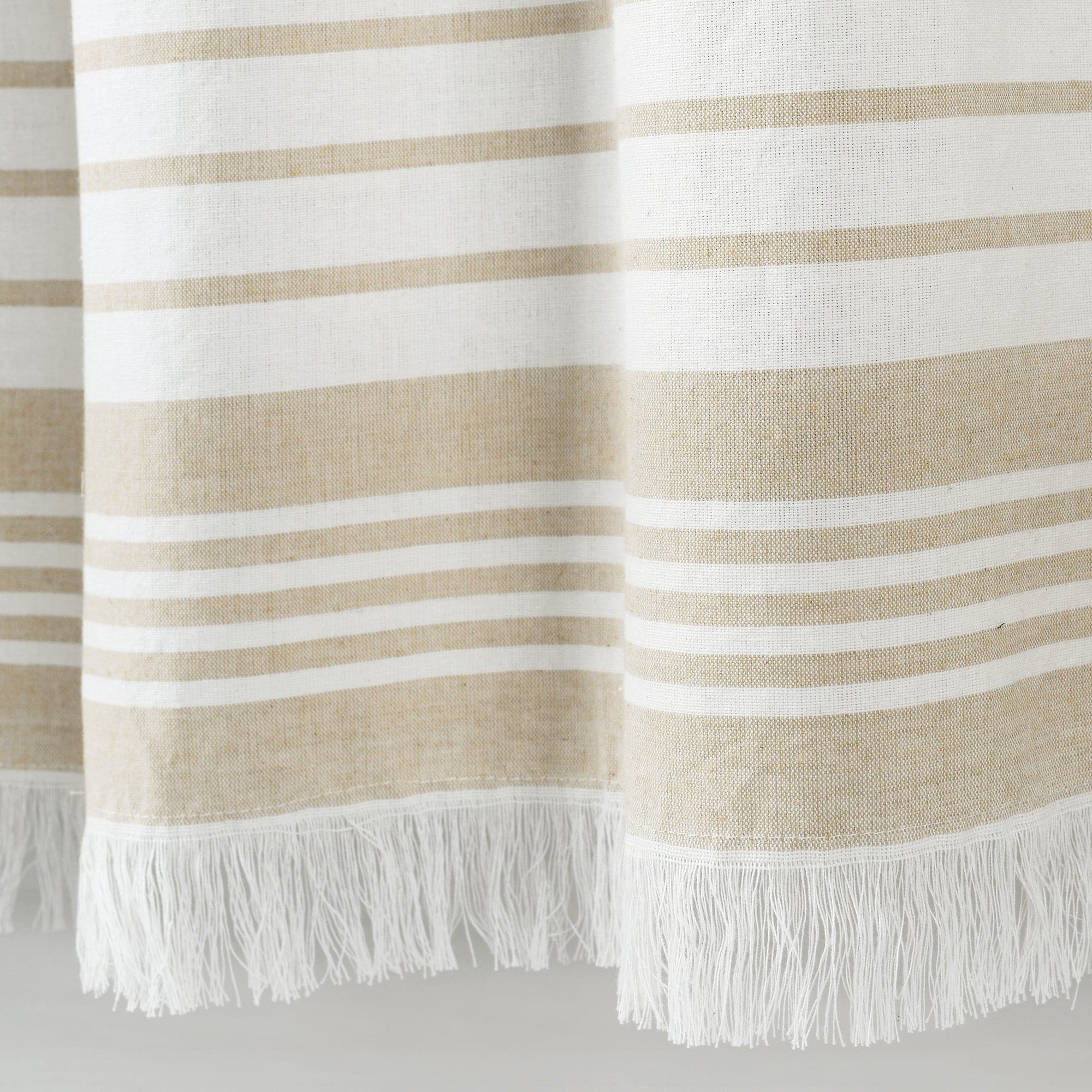 Nantucket Yarn Dyed Tassel Fringe Shower Curtain - Coastal Bathroom Decor for Beach House, Farmhouse & Boho Style