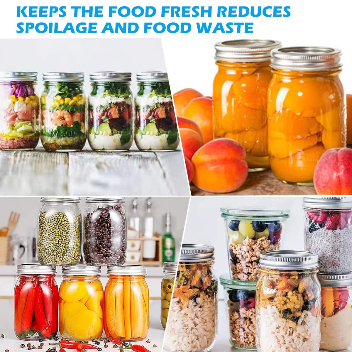 **Mason Jar Vacuum Sealer Kit with Manual Air Pump - Food Storage Accessory for Wide & Regular Mouth Jars - Portable Hose for Food Saver - Perfect for Meal Prep, Canning & Long-Term Food Preservation**