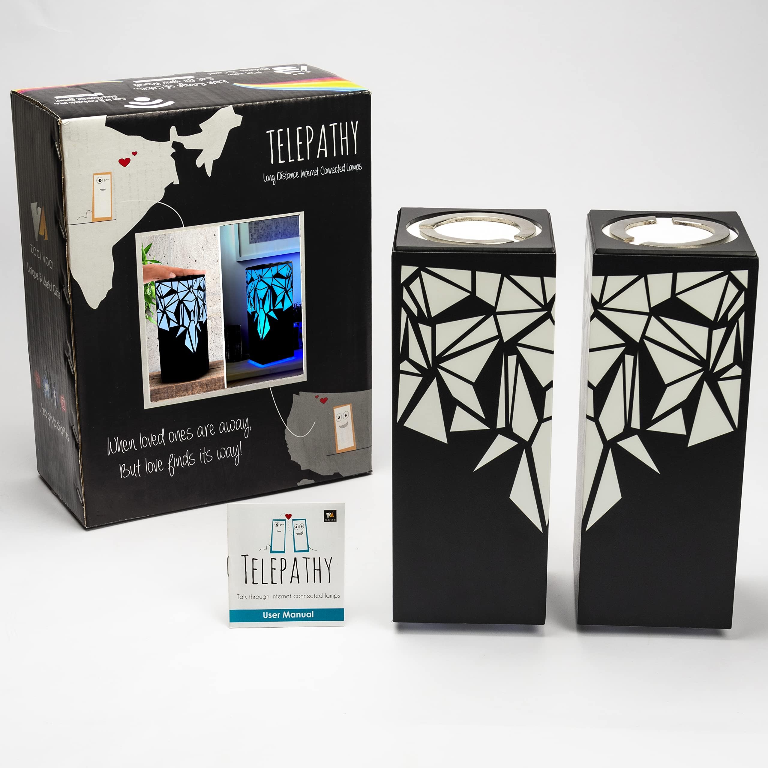 Telepathy® Long Distance Friendship Lamp - Raining Diamonds Design | WiFi Touch-Controlled LED Light for Couples & Families | Perfect Gift for Valentine's Day, Anniversary & Long Distance Relationships | Bedside Night Light for Home Decor (Set of 6)
