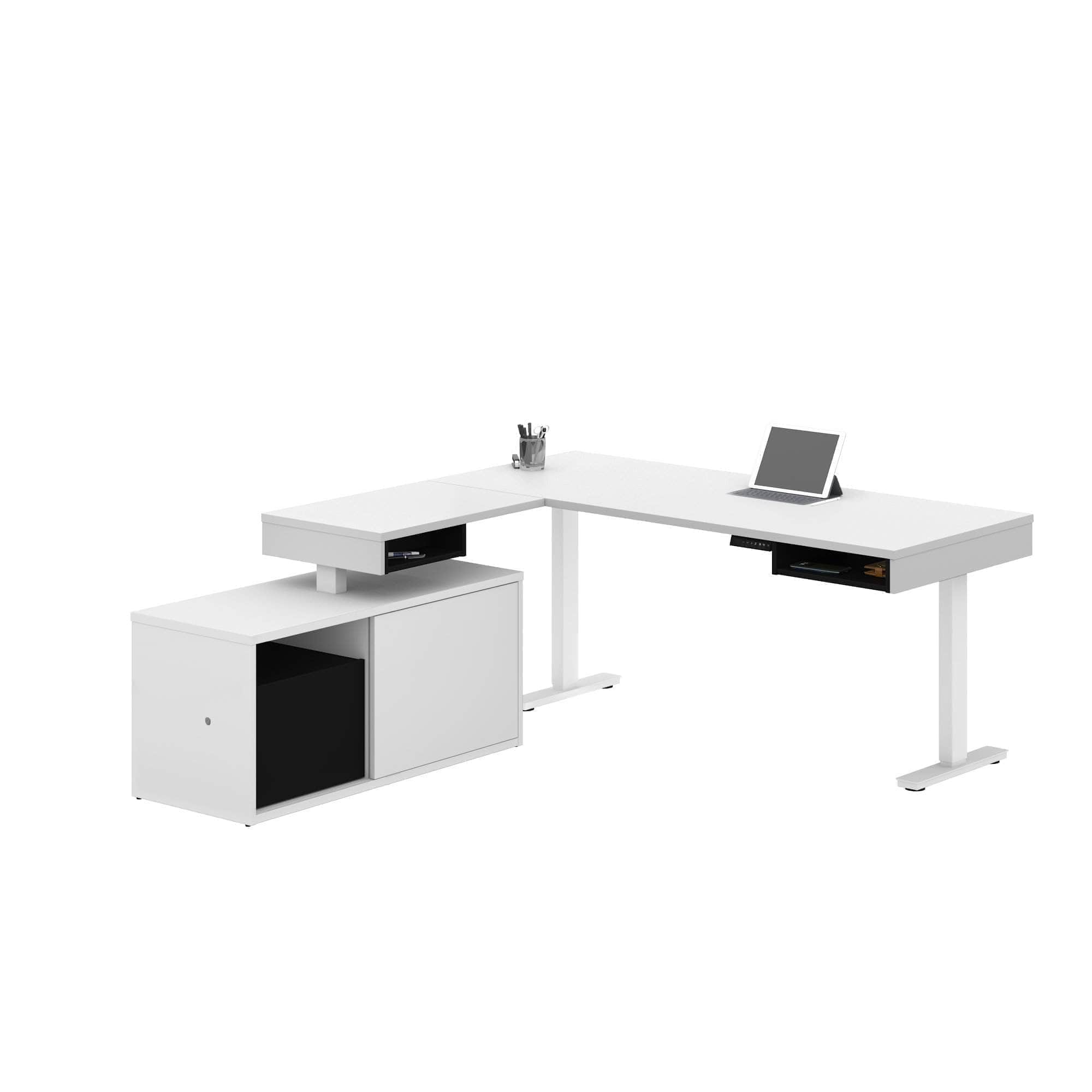 Pro Vega L-Shaped Standing Desk with Credenza - 2 Color Options | Ergonomic Home Office Furniture for Workspace & Productivity