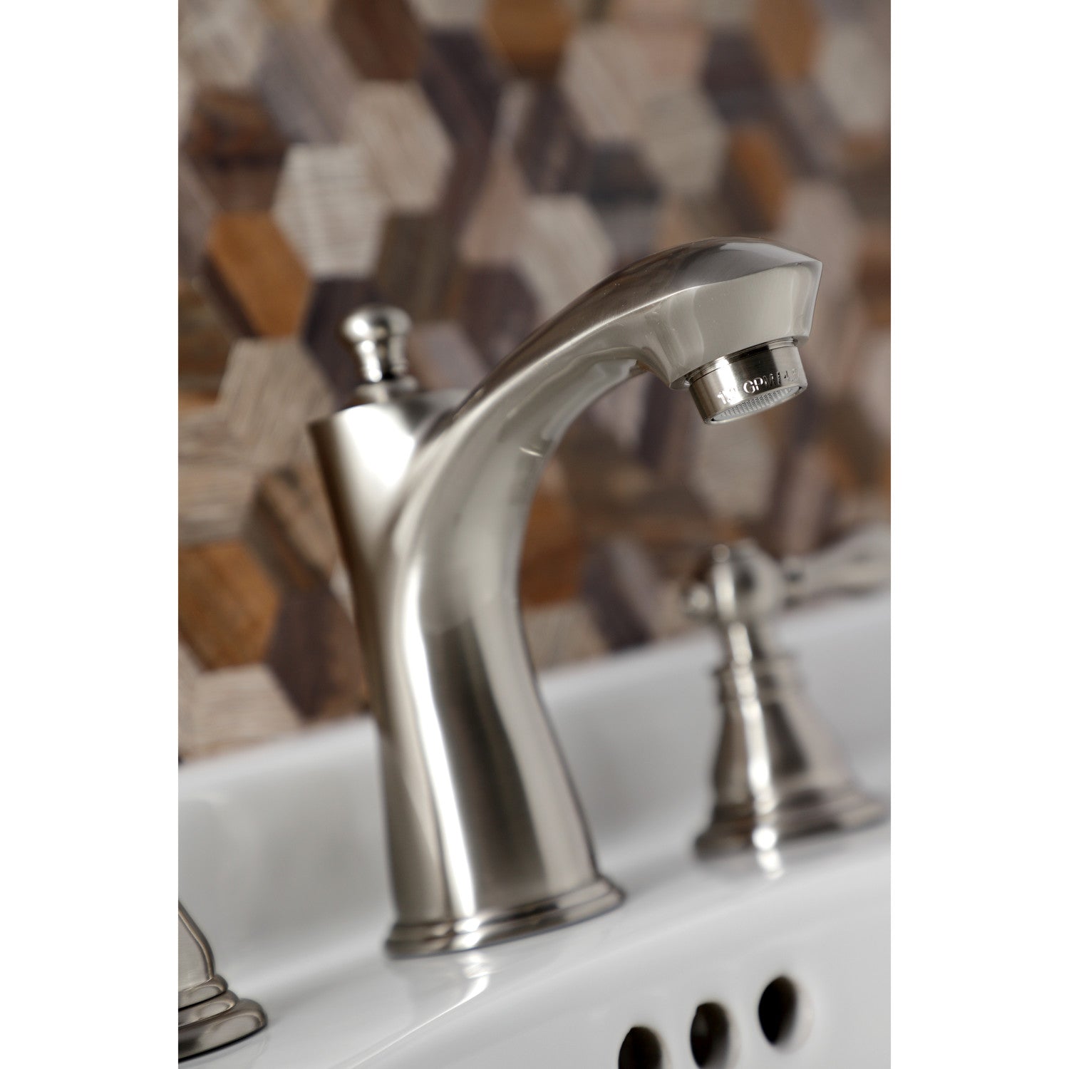 American Classic KB7968ACL Widespread Bathroom Faucet - 2 Handle 3 Hole Deck Mount with Pop Up Drain, Brushed Nickel Finish for Bathroom Sink Vanity Upgrade