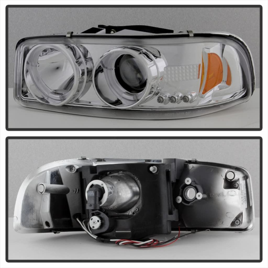 2007 GMC Sierra 1500/3500 Classic LED Projector Headlights Pair - Chrome Housing, High Performance Lighting | Perfect for Night Driving & Off-Road Adventures | Spyder Auto Part #5009364