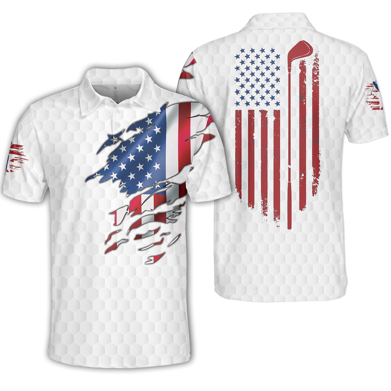 Pologap Men's American Flag Polo Shirts - Patriotic Golf Shirts with Funny Designs | Perfect for 4th of July, Memorial Day & Casual Wear