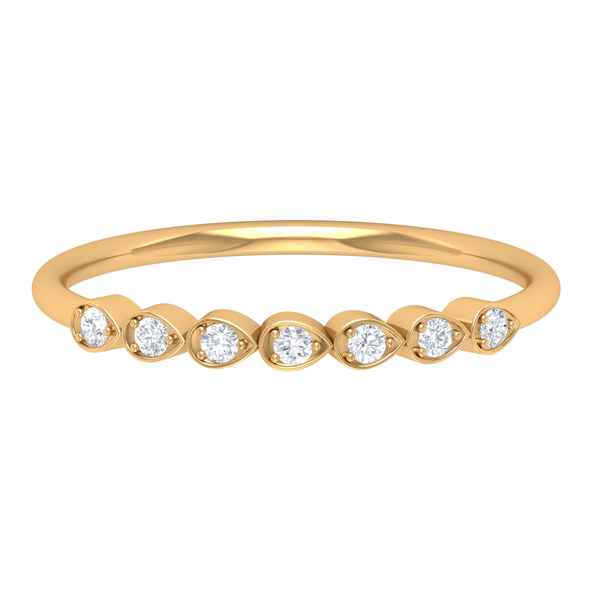 Certified Moissanite Minimalist Ring in 14K Solid Gold - Classic & Elegant Seven Stone Engagement Ring for Women by Rosec Jewels | Perfect for Weddings, Anniversaries & Special Occasions