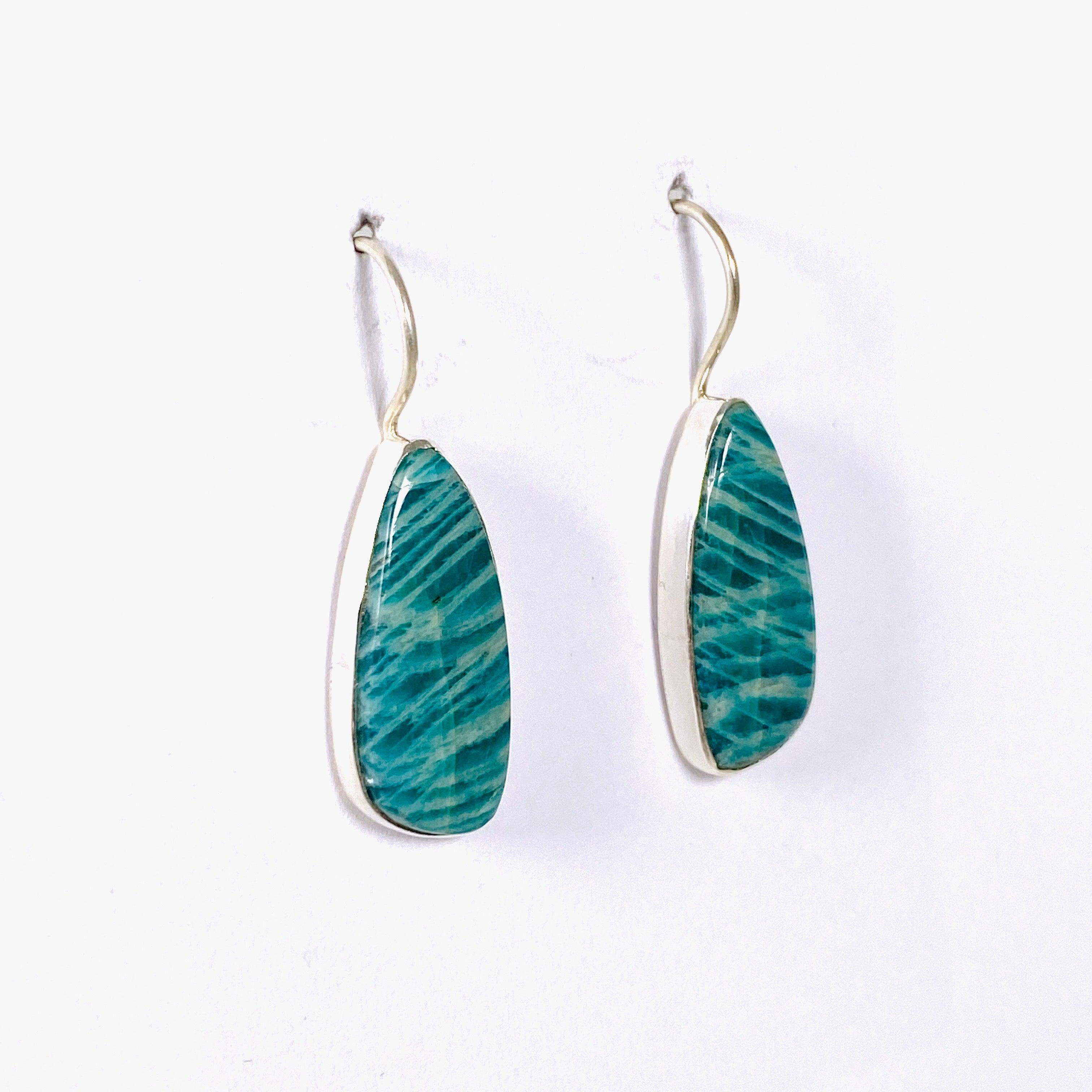 Amazonite Teardrop Earrings with Fixed Hook - Natural Stone Dangle Earrings for Women - Perfect for Weddings, Parties & Everyday Wear