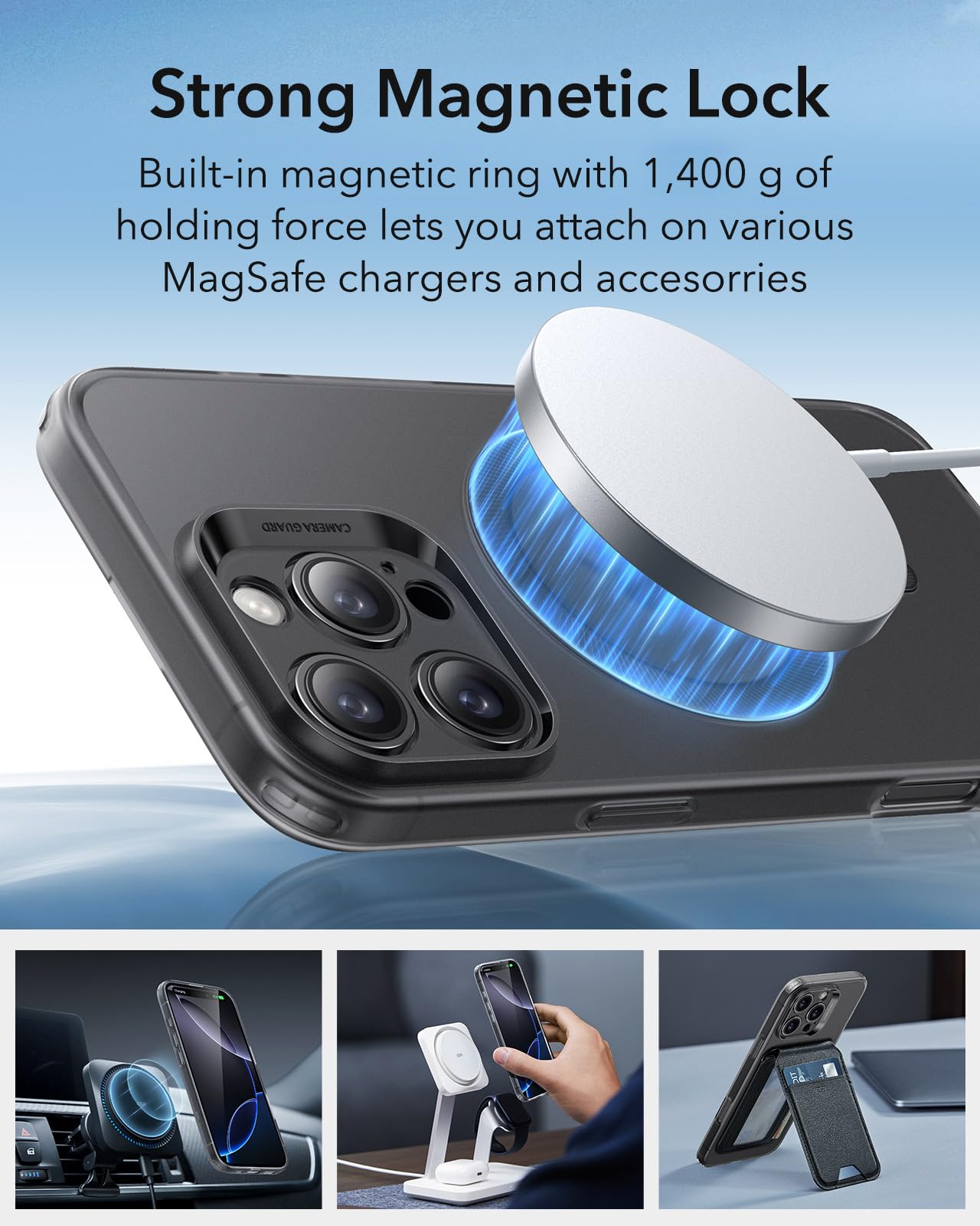 ESR iPhone 16 Pro Case with MagSafe - Slim Shockproof Magnetic Cover with Camera Protection | Anti-Yellowing & Scratch Resistant | Frosted Black Design | Perfect for Daily Use, Travel & Outdoor Activities
