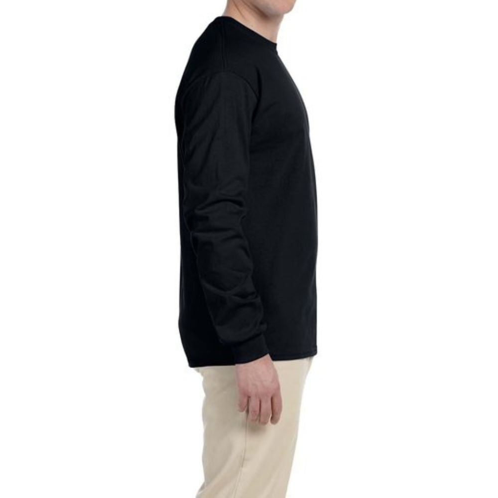 Gildan G240 Men's Ultra Cotton Long Sleeve T-Shirt - Black | Soft Comfortable Crewneck Tee for Casual Wear, Work & Everyday Outfits