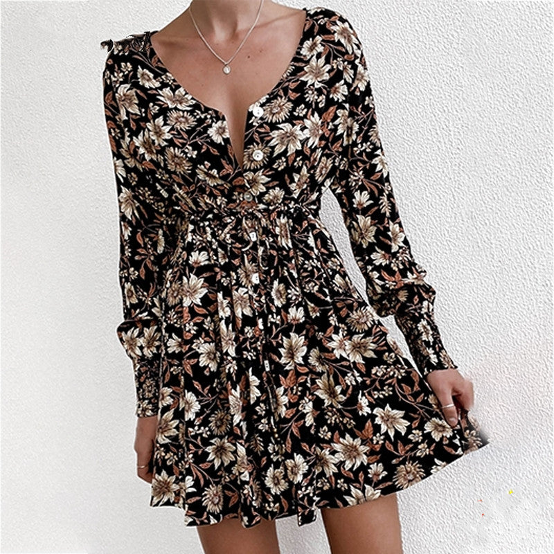 Boho Floral Party Dress for Women - Sexy Summer Maxi Dress with V-Neck & Long Sleeves | Perfect for Beach Weddings, Music Festivals & Date Nights
