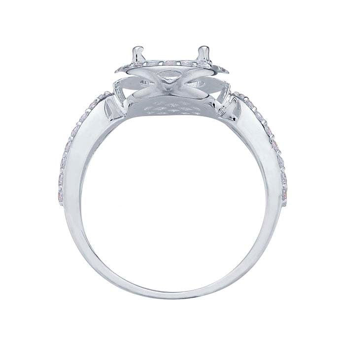 10x8mm Sterling Silver Oval Semi Mount Engagement Ring - Faceted 4 Prong Setting, Size 8 - Perfect for Wedding Proposals, Anniversary Gifts & Bridal Jewelry