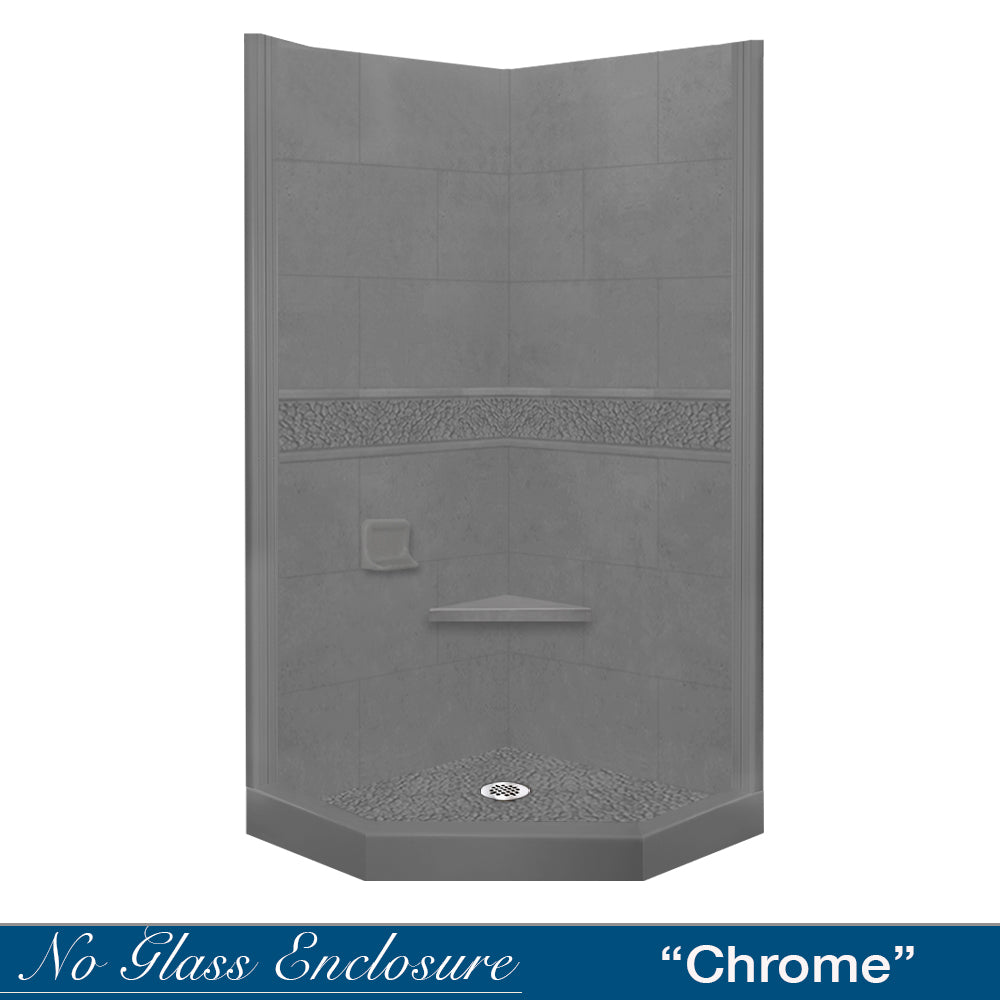 Neo Angle Wet Cement Sistine Stone & Pebble Stone DIY Shower Remodel Kit - Waterproof Bathroom Flooring for Wet Room, Spa, and Modern Shower Designs
