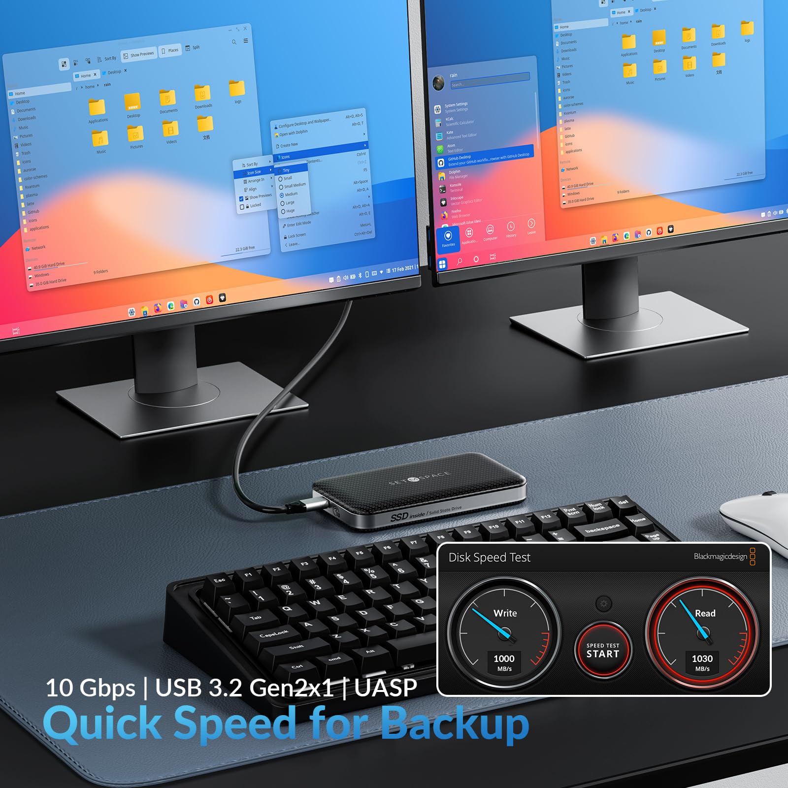 500GB External SSD Hard Drive - 10Gbps USB C Portable Storage with 1030MB/s Speed | High-Performance Solid State Drive for Mac, Xbox, PC, PS5 | Ideal for Data Backup, Gaming, Video Editing & Large File Transfer [LP10-500G]