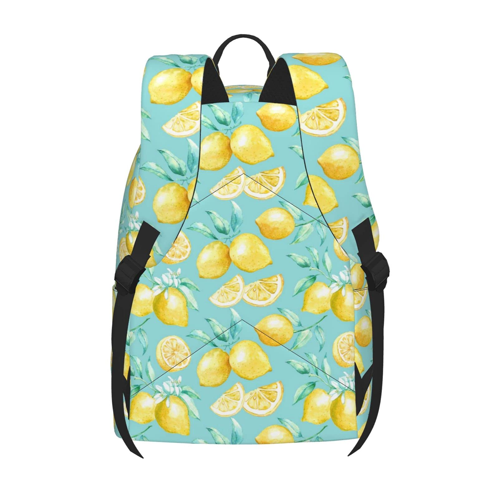 16 Inch Yellow Lemon Print Laptop Backpack - Waterproof School Bookbag, Travel Daypack & Shoulder Bag for Women & Men - Perfect for College, Work, Hiking & Daily Commute