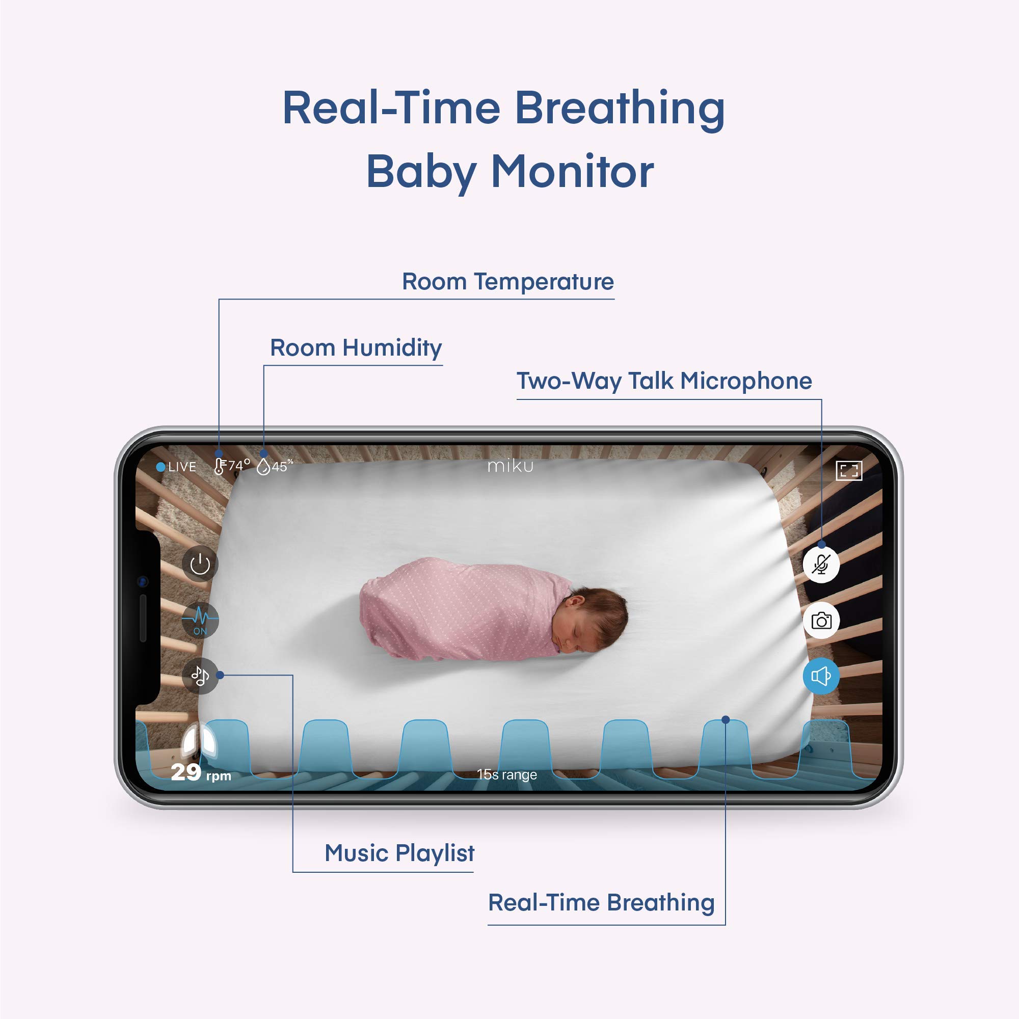 Miku Smart Baby Monitor with Breathing & Sleep Tracking for Home Safety