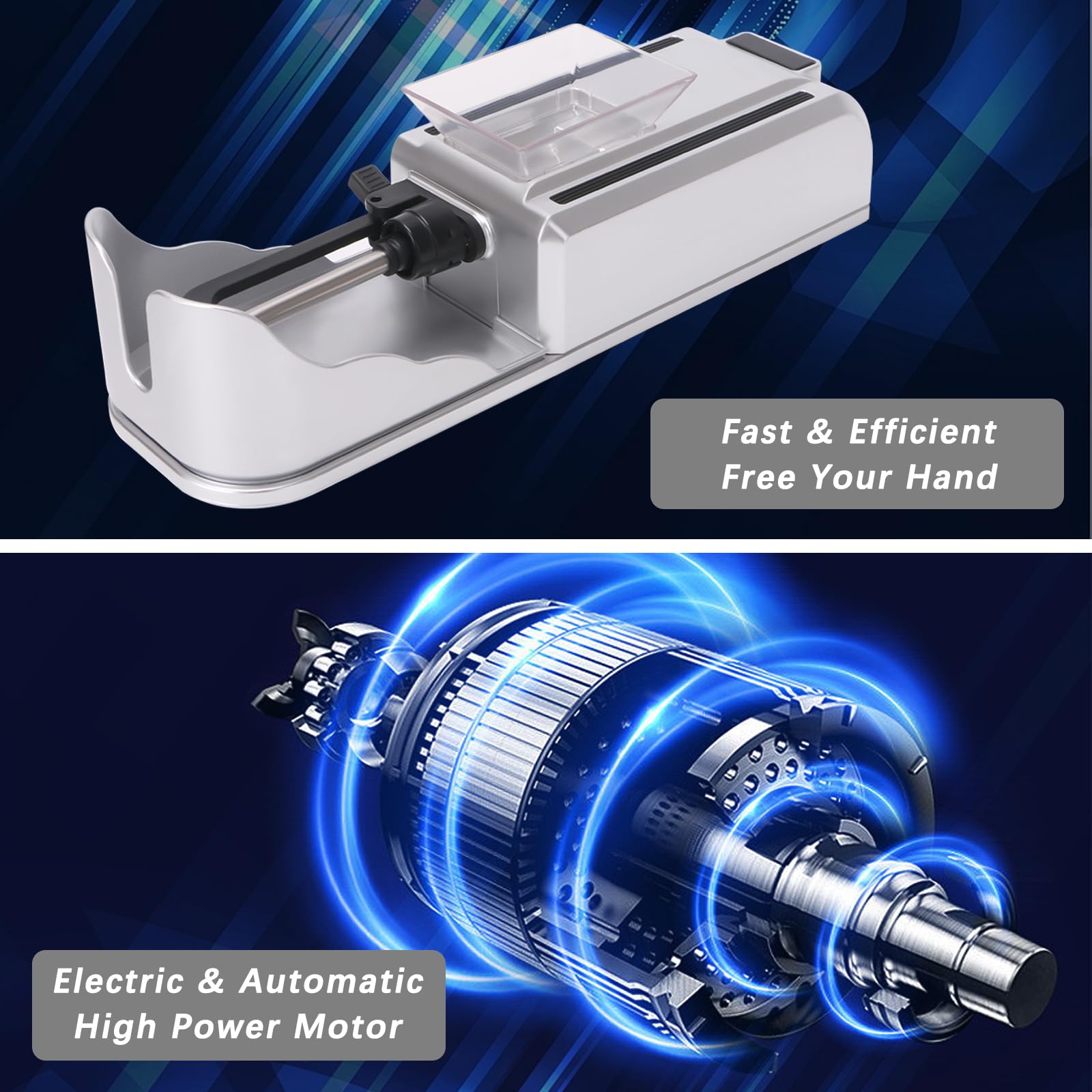 Electric Automatic Cigarette Rolling Machine - Portable Tobacco Injector Roller Maker (Silver) | Perfect for Home Use, Travel & DIY Cigarette Making