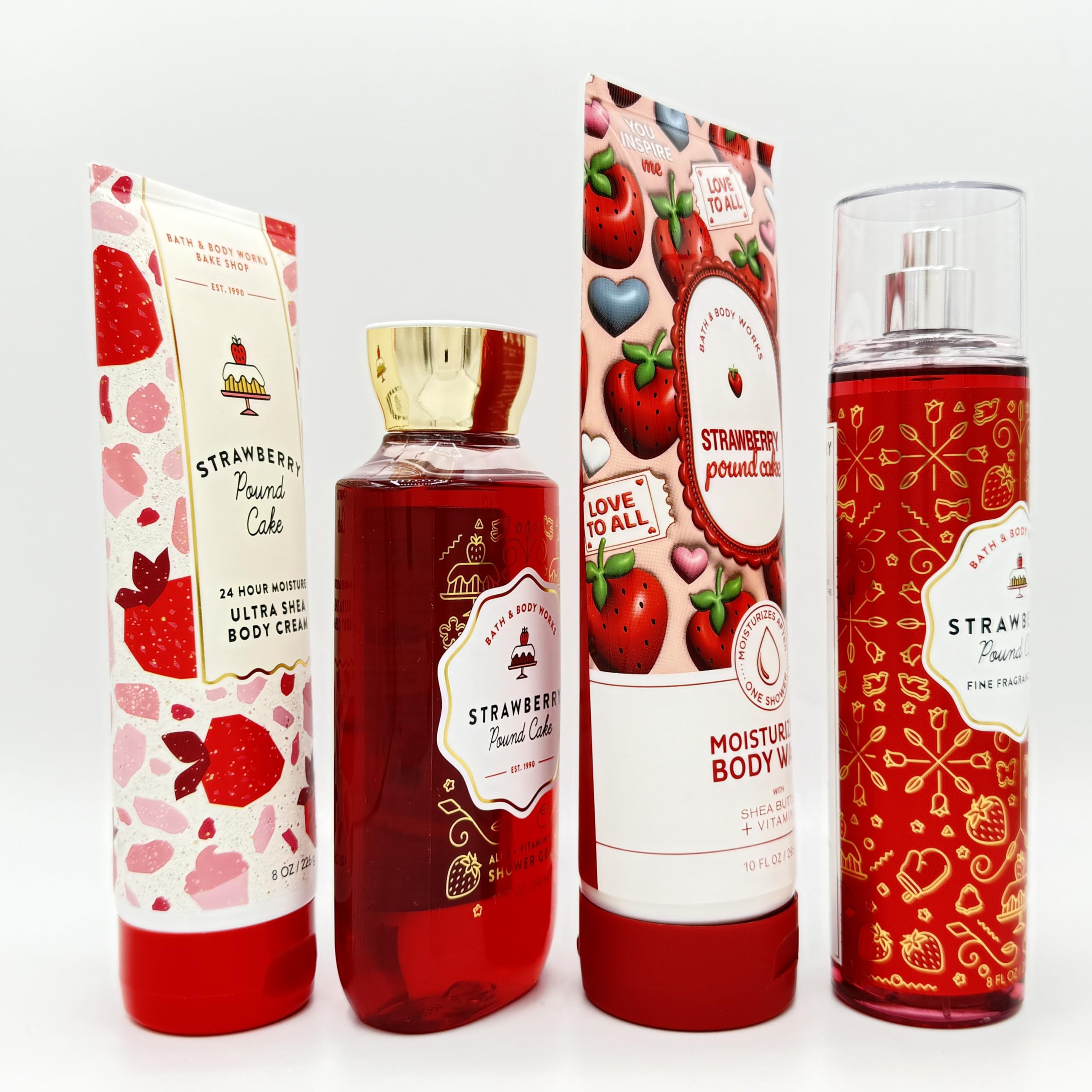 Strawberry Pound Cake 4-Piece Bath & Body Gift Set - Ultra Shea Body Cream, Shower Gel, Moisturizing Body Wash & Fine Fragrance Mist | Perfect for Spa Day, Self-Care Gifts & Luxurious Home Relaxation