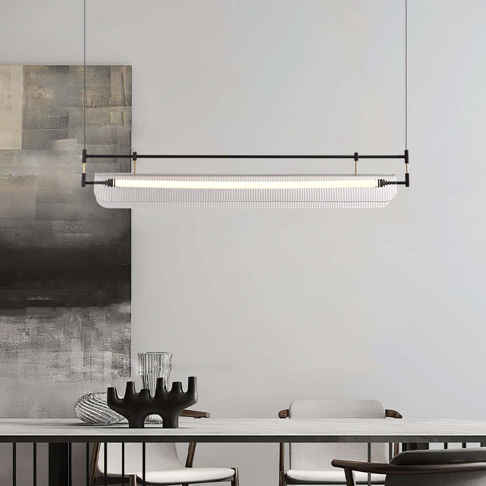 Modern Linear Strip Chandelier - Sleek LED Light Fixture for Dining Room, Kitchen Island & Contemporary Home Decor | Energy-Efficient Hanging Pendant Lighting for Indoor Spaces