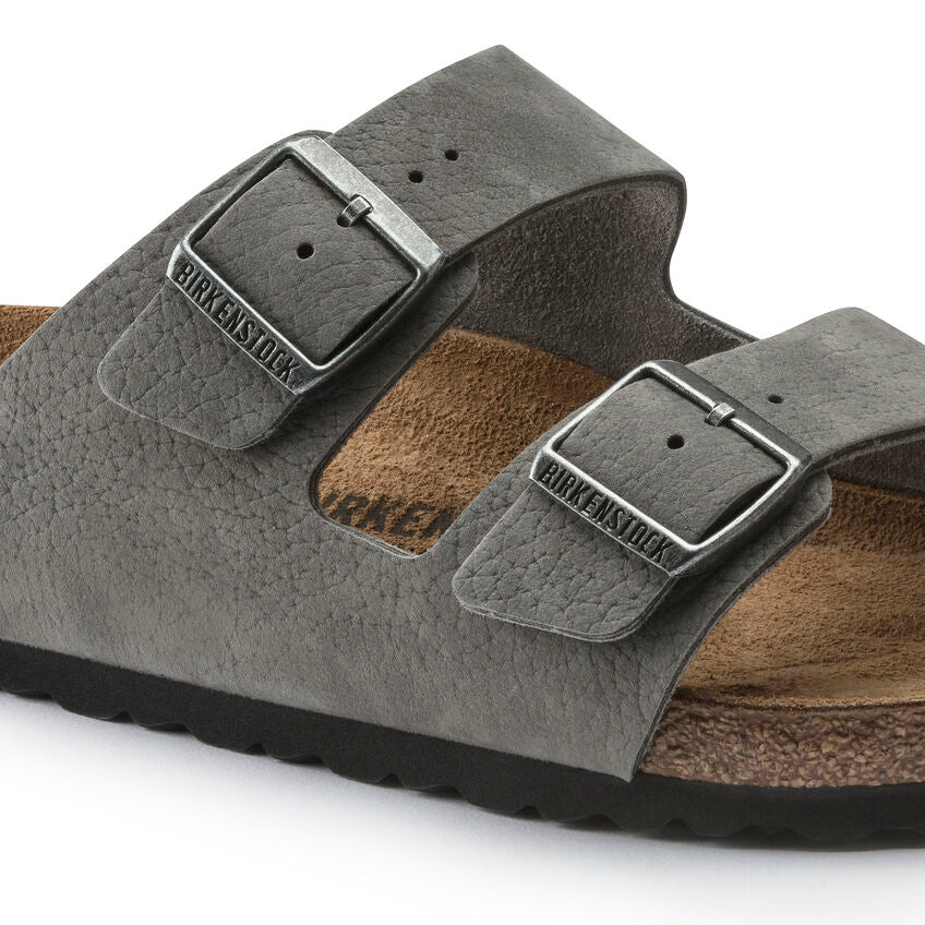 Birkenstock Arizona Nubuck Leather Sandals for Women & Men | Comfortable Cork Footbed Sandals in Desert Buck Whale Gray | Perfect for Beach, Travel & Everyday Wear