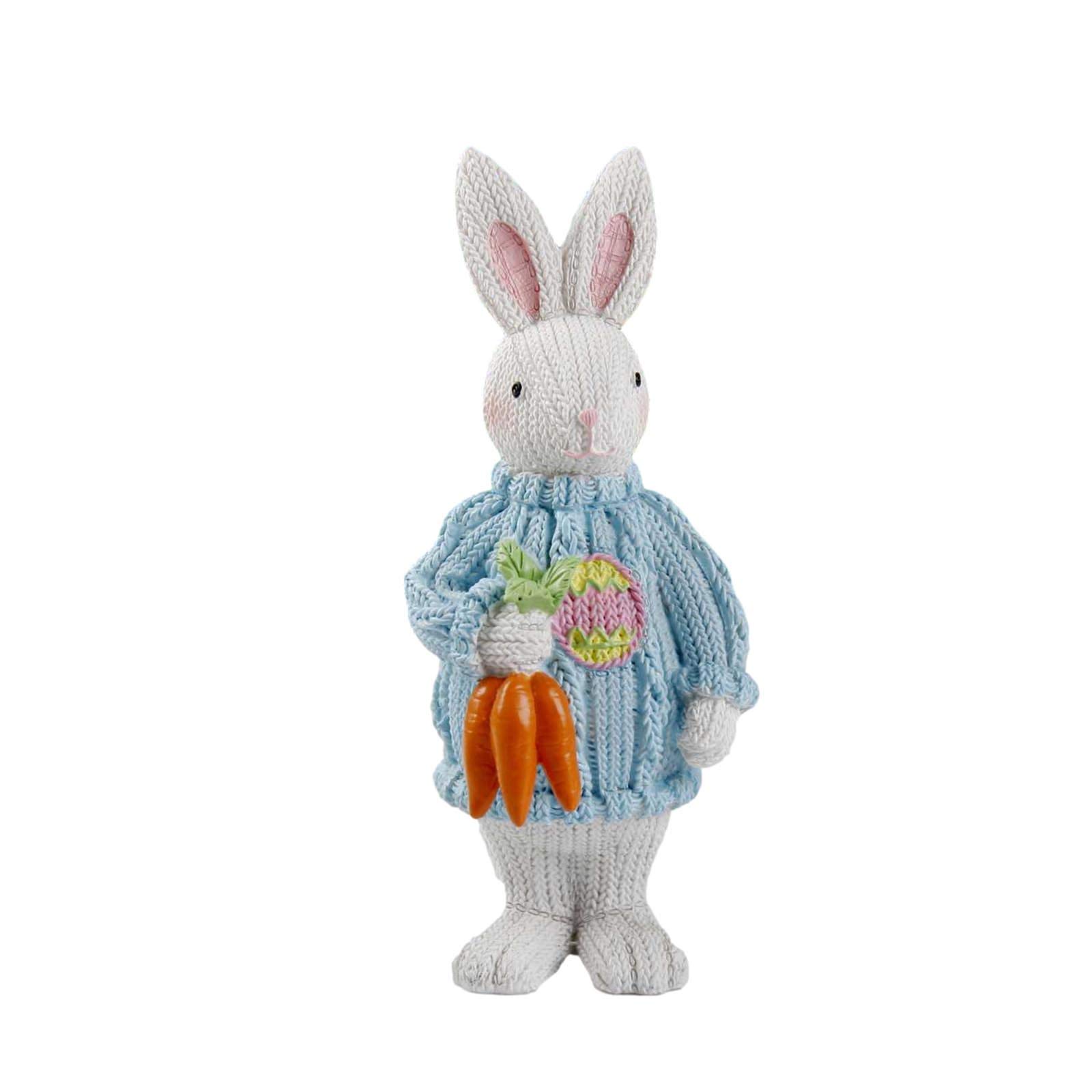 Easter Bunny Rabbit Statue - Cute Blue Garden & Yard Decor, Children's Room Desktop Ornament, Perfect for Easter Decorations, Spring Home Decor, and Gift Giving