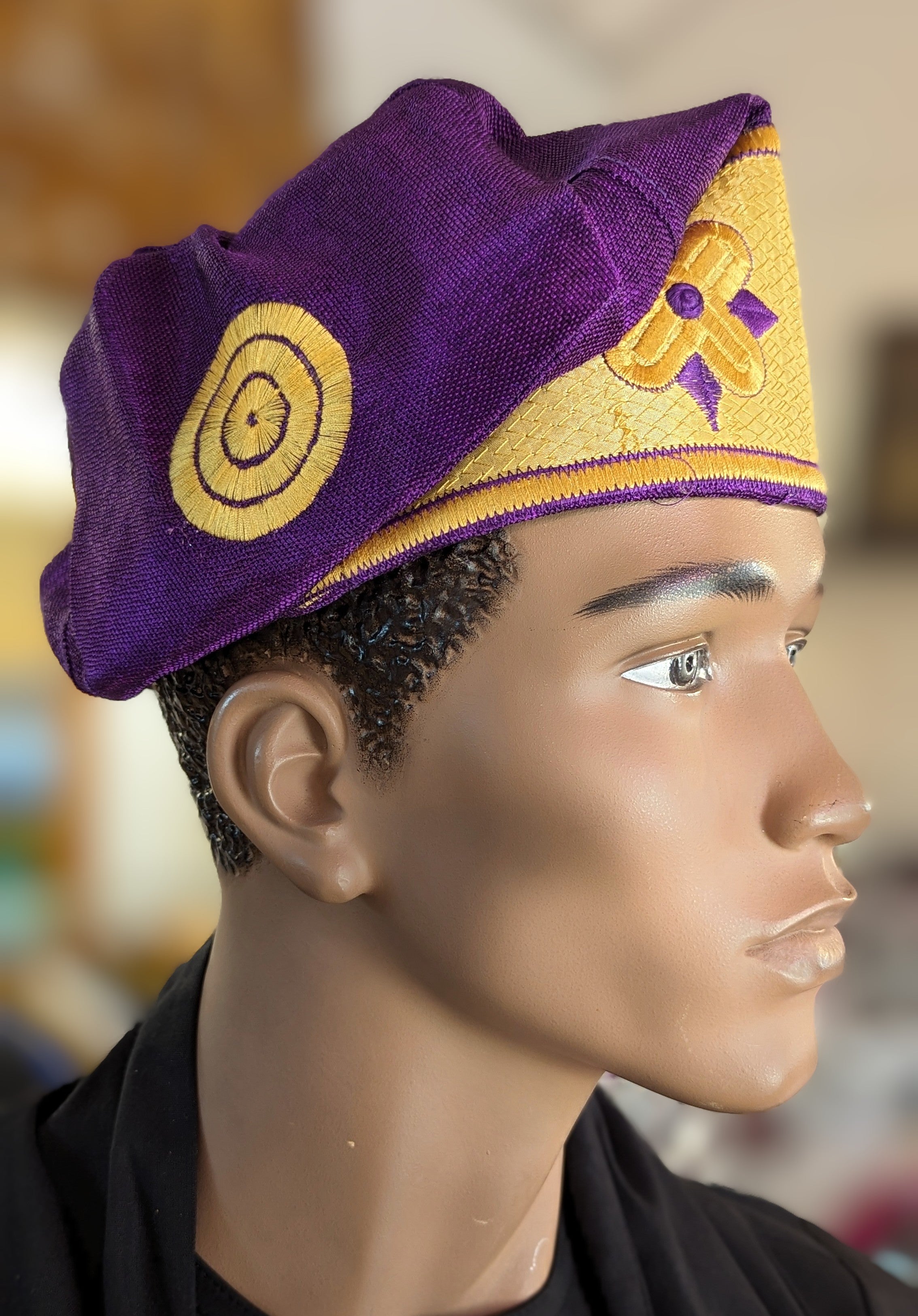 Dupsie's Authentic Purple African Aso Oke Kufi Cap - Handmade Traditional Hat for Men - Perfect for Weddings, Cultural Events & Special Occasions