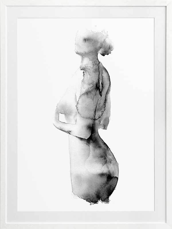 Flawless Female Charcoal II Framed Art Print - Elegant Black & White Wall Decor for Living Room, Bedroom & Office - Perfect Home & Gift Idea
