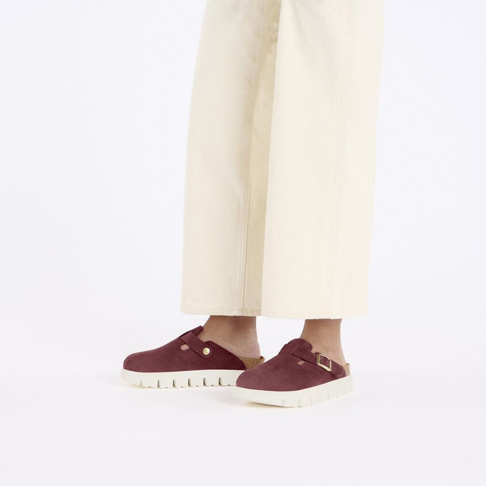 Birkenstock Boston Women's Chunky Narrow Clog - Berry Crush Suede | Comfortable Slip-On Shoes for Casual Wear, Home & Office