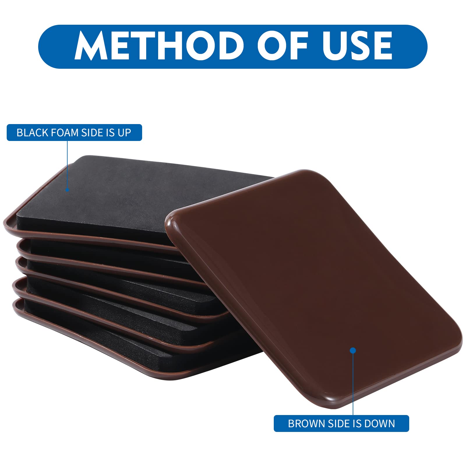 8pcs 4.7 Inch Heavy Duty Furniture Sliders - Square Furniture Moving Pads for Carpet & Hard Floors - Protect Floors While Moving Sofa, Bed, Table - Ideal for Home, Office & Apartment Relocation