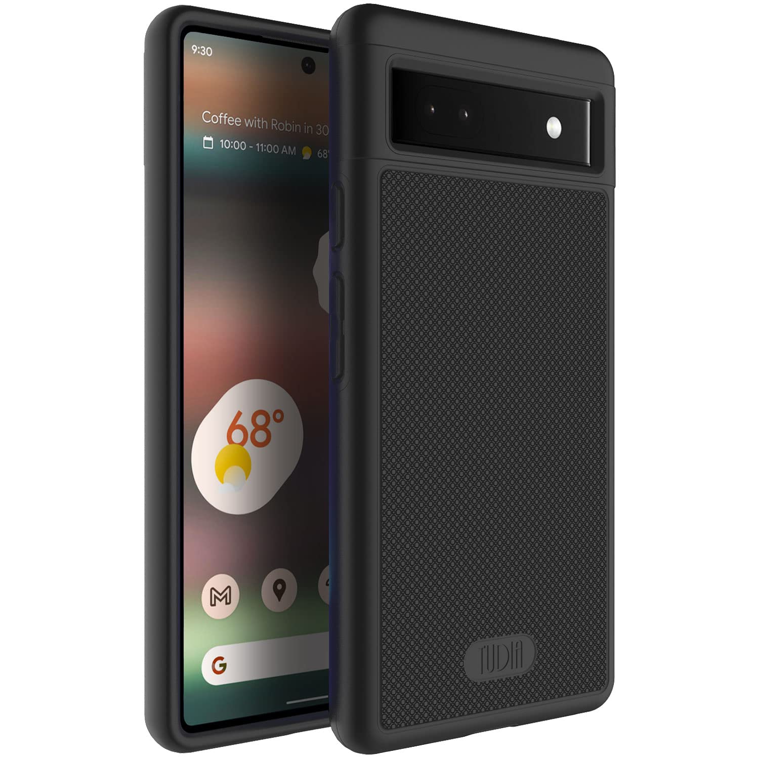 Military Grade Shockproof Google Pixel 6a Case (2022) | TUDIA MergeGrip Dual Layer Protective Phone Cover | Drop Tested, Non-Slip Slim Design - Matte Black | Perfect for Outdoor Activities, Construction Work & Daily Protection