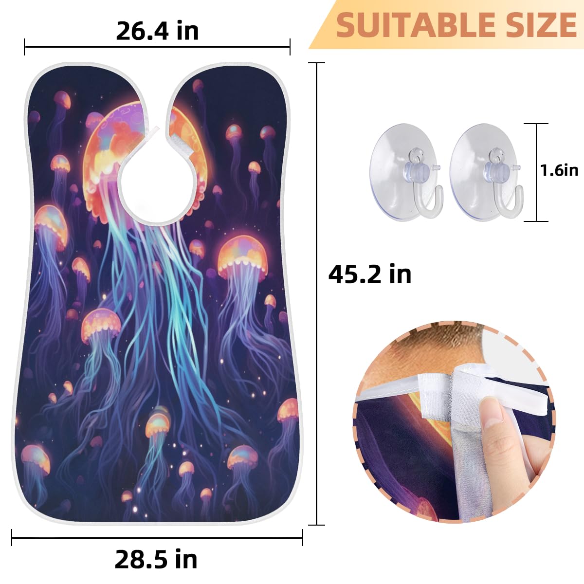 Jellyfish Starry Sky Beard Shaving Bib for Men - Waterproof Hair Dye Apron & Barber Cape for Beard Trimming, Haircut & Makeup - Sink Hair Catcher & Styling Tool - Perfect for Home Grooming & Salon Use