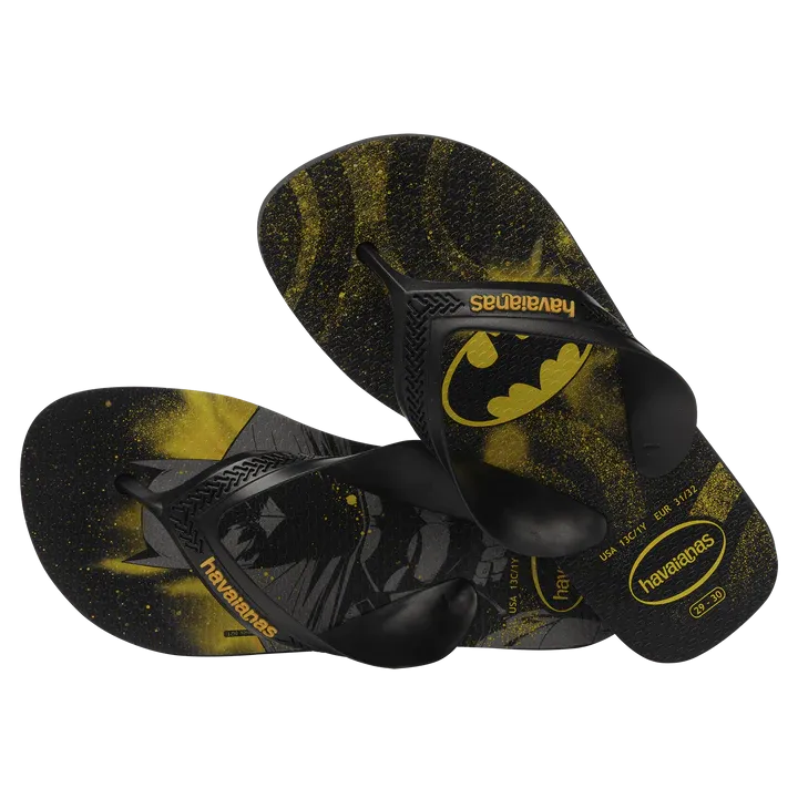 Havaianas Men's Flip Flops - Max Heroes Black Sandals for Beach, Pool & Casual Wear