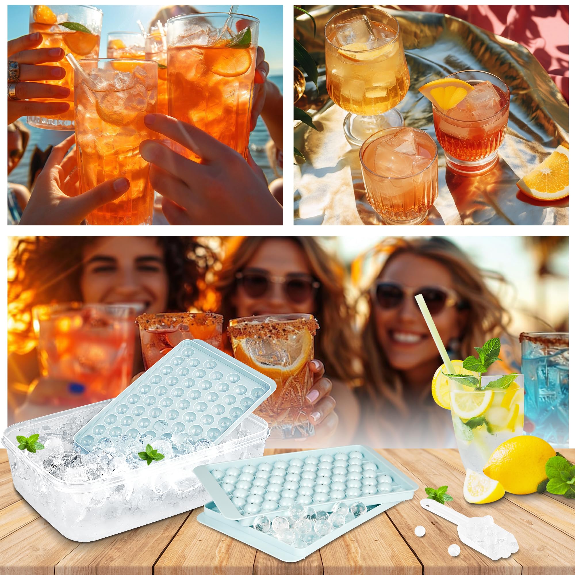Premium Ice Cube Tray with Lid and Storage Bin - 5-Pack Silicone Ice Maker Mold for Whiskey, Cocktails, Coffee & Drinks | Perfect for Home Bars, Parties & Everyday Beverage Chilling