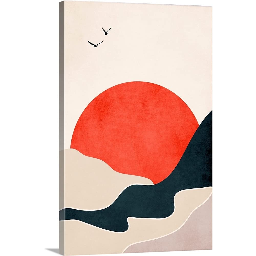 Drowning Sun Canvas Wall Art Print - Coastal Seascape Painting for Beach House Decor, Living Room & Bedroom Wall Art