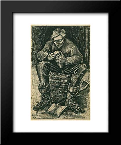 Vincent van Gogh 'Workman Sitting On A Basket, Cutting Bread' 20x24 Framed Art Print - Perfect for Home Office Decor & Van Gogh Art Lovers