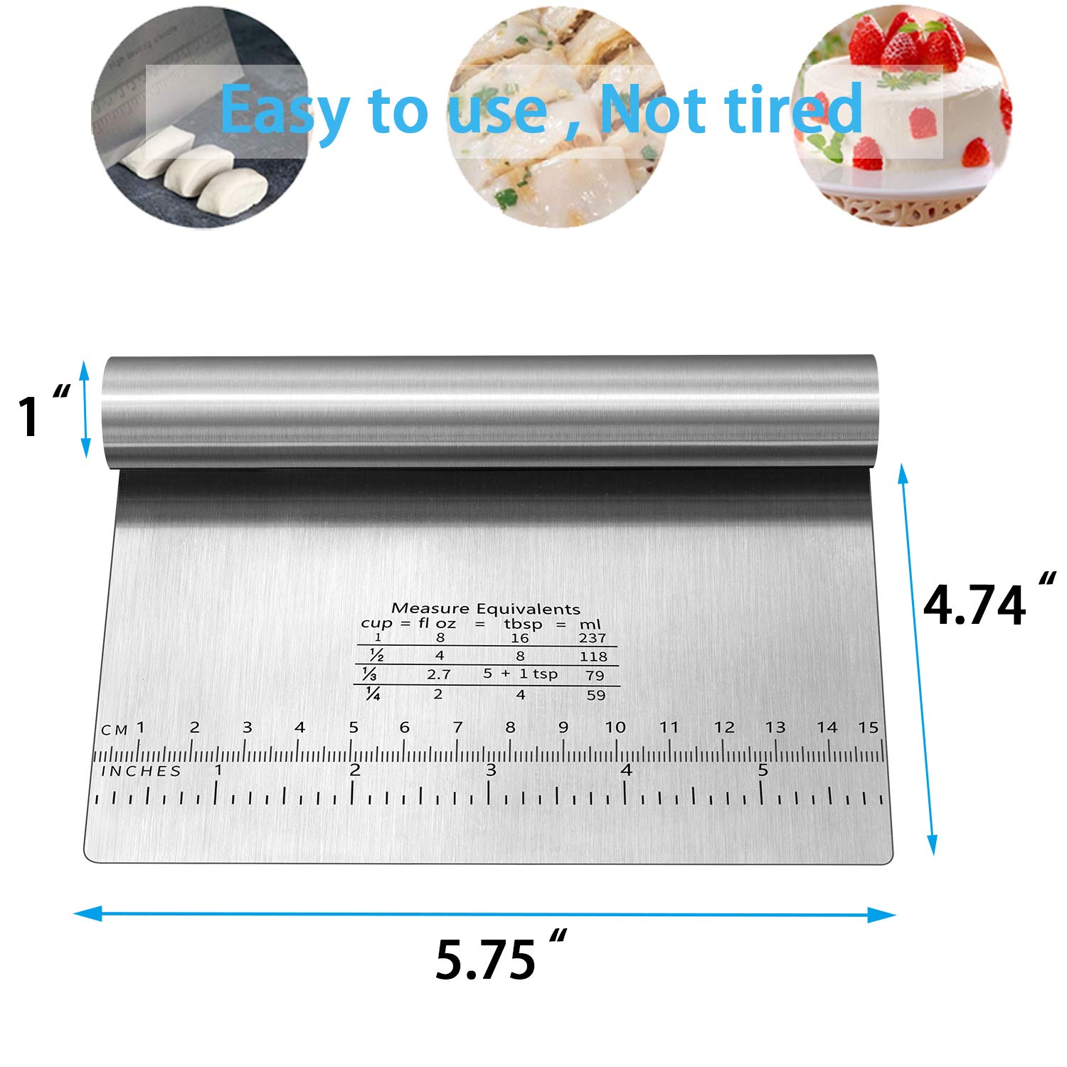 Stainless Steel Pastry Scraper & Dough Cutter Set - 2PC Multipurpose Baking Tools with Measuring Scale for Cake Decorating, Pizza Cutting, Bread Slicing - Professional Kitchen Baking Accessories for Home Bakers and Chefs