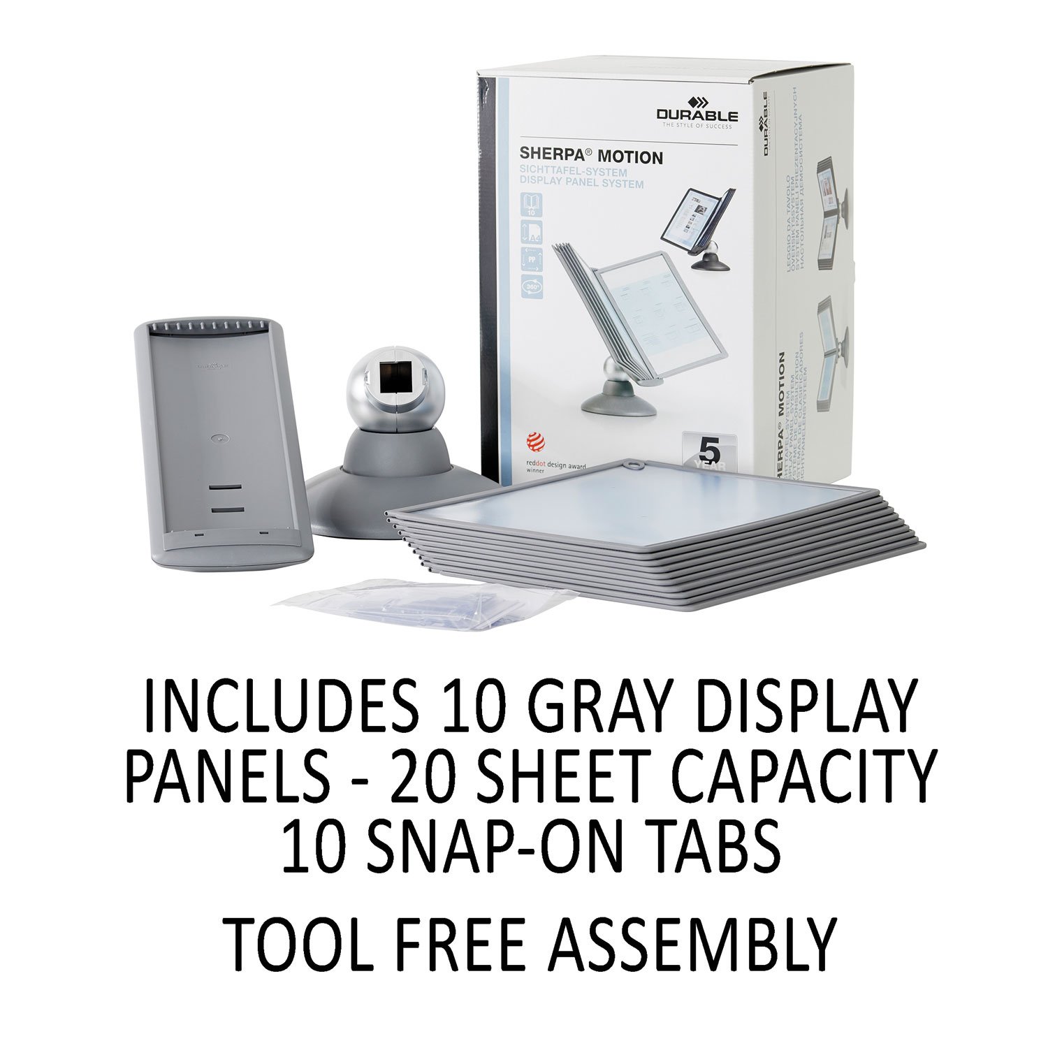 Durable 553937 Sherpa Motion Desk Reference System - 10 Panels for Office Organization | Perfect for Document Management & Workspace Efficiency